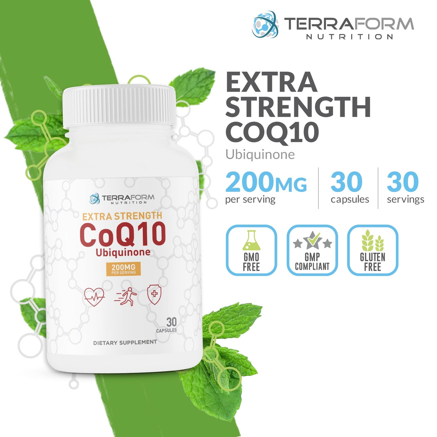 TerraForm Nutrition CoQ10 200mg Capsule, 30 Capsules