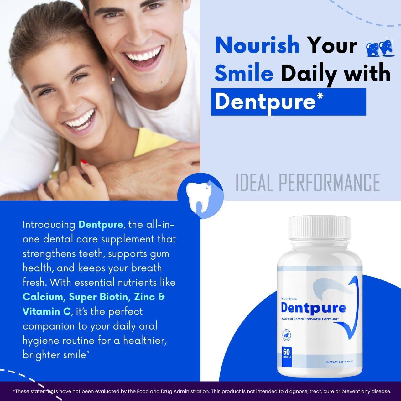 IDEAL PERFORMANCE Dentpure Oral Probiotics for Teeth and Gums Capsules 180 Capsules