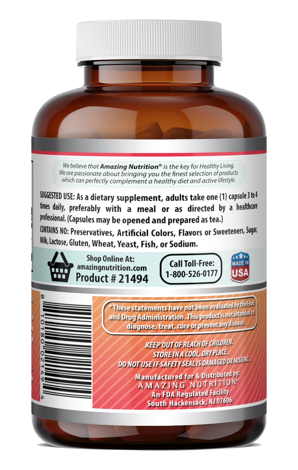 Amazing Nutrition Hawthorn Berries Supplement Capsule 120 Count