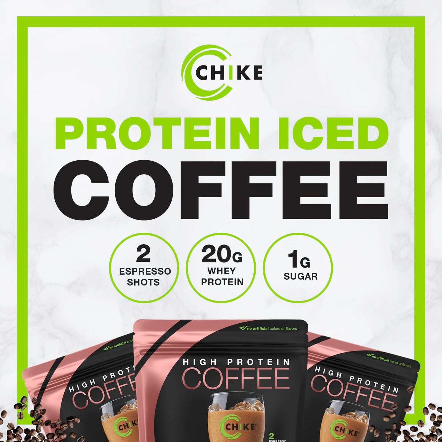 CHIKE Cinnamon High Protein Iced Coffee Powder, 14.8 Ounce