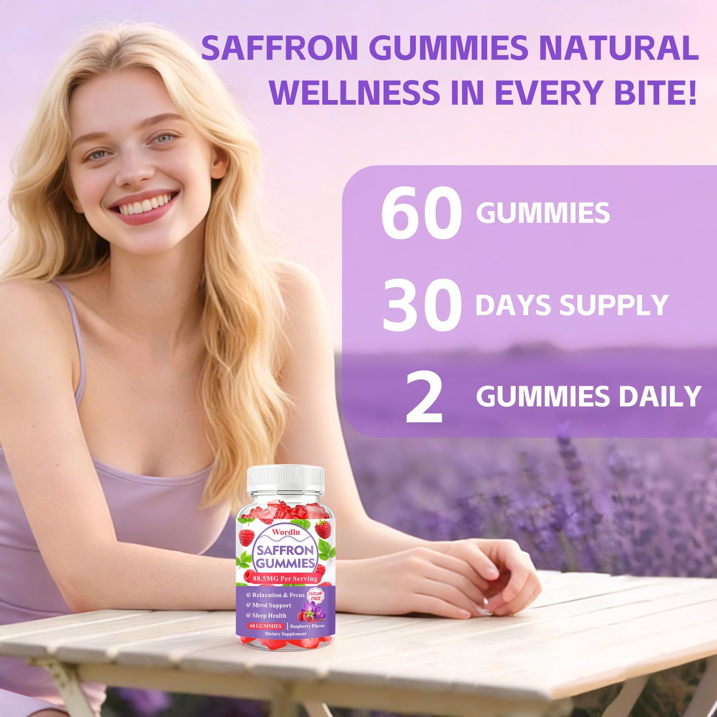 Wordln Saffron Gummies 60 Count