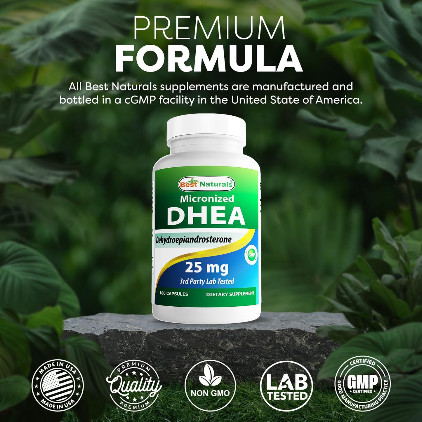 Best Naturals Micronized DHEA 25 mg Capsules, 180 Count