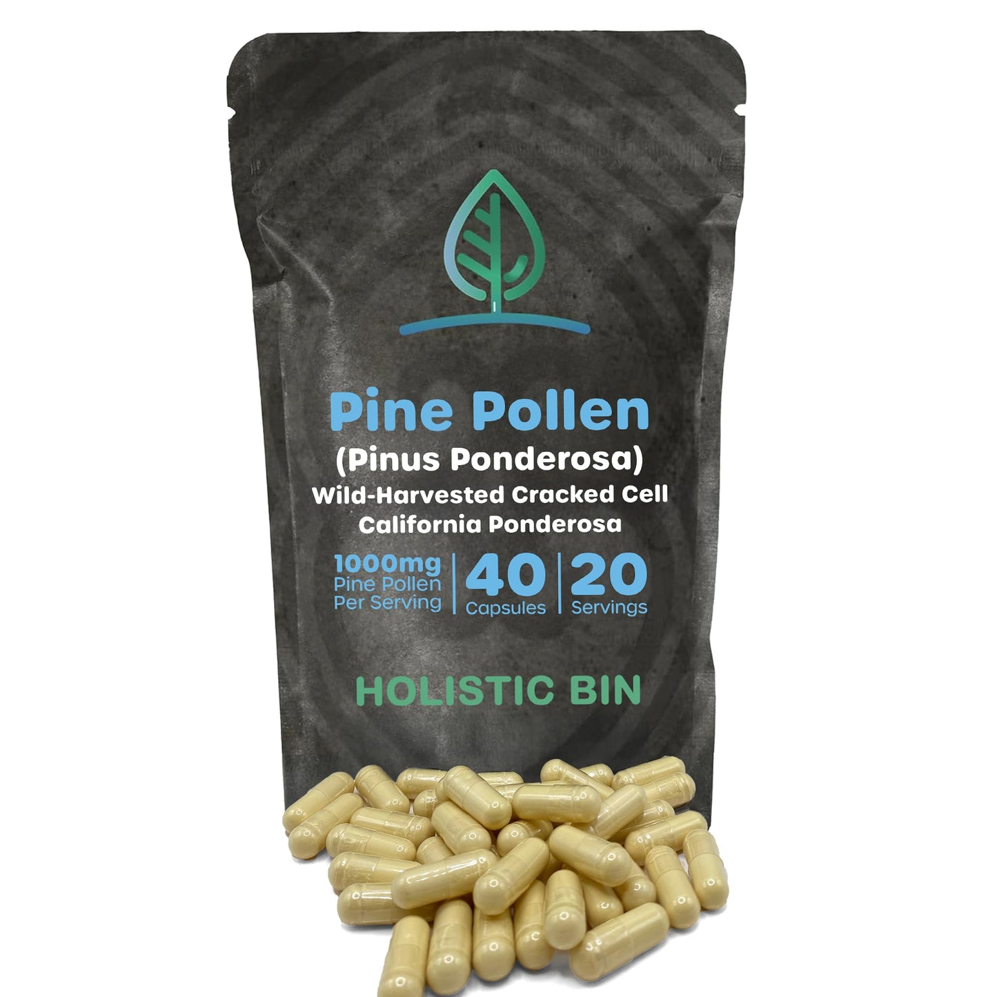 Holistic Bin Pine Pollen Capsules 500mg, 40 Capsules