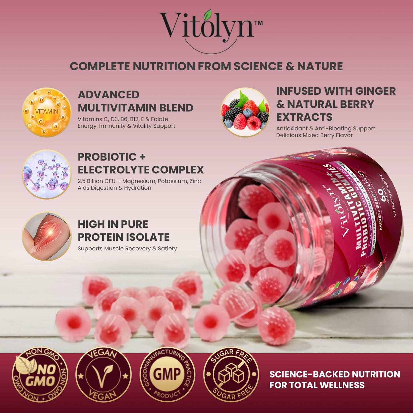 Vitolyn Methylated Multivitamin Gummies, 60 Count