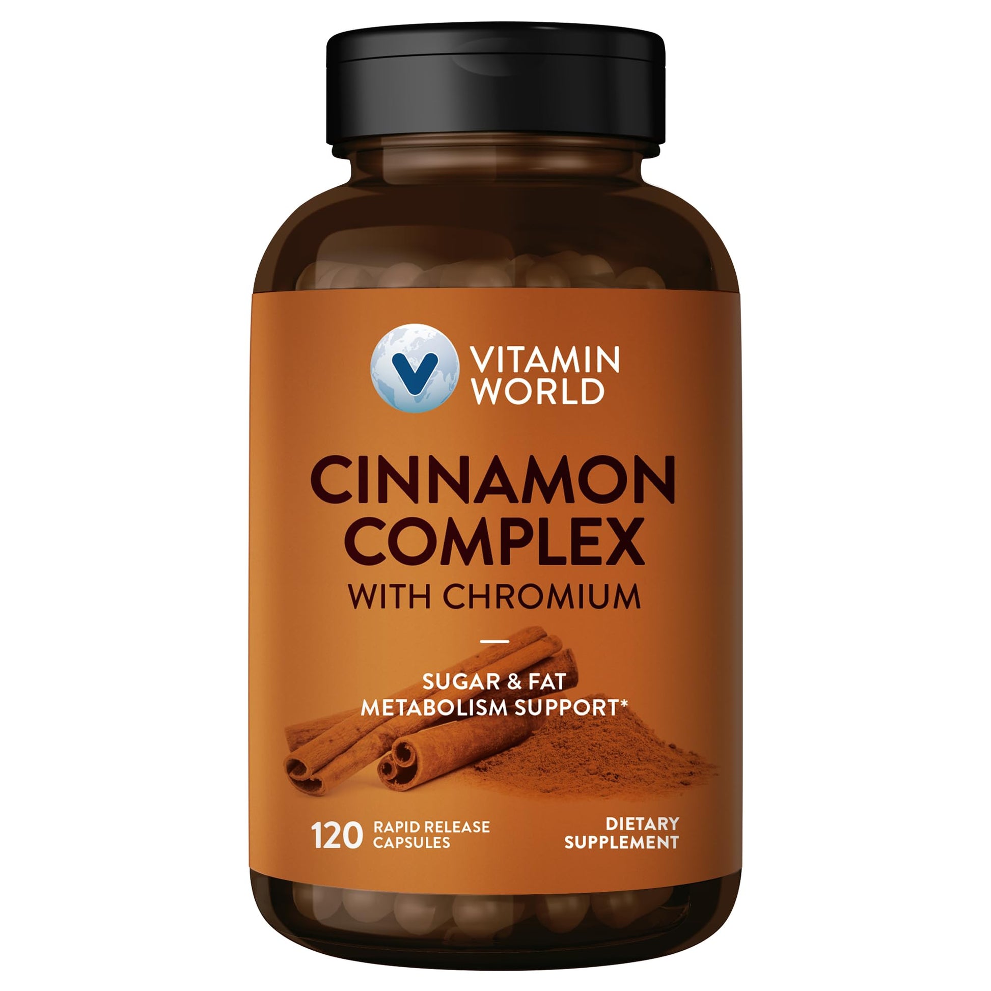 Vitamin World Cinnamon Complex with Chromium Capsules 120 Count