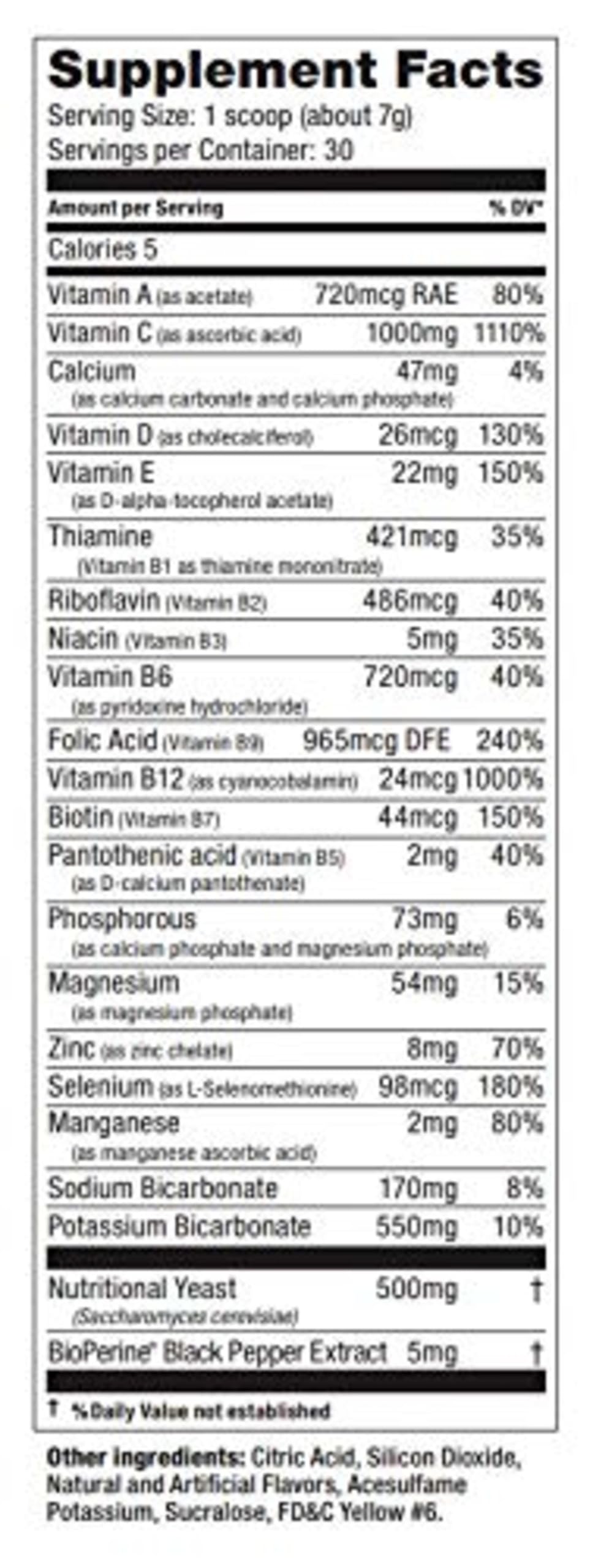 Ultimate Nutrition Power Vitamin C Immune Booster Powder 7.16 oz