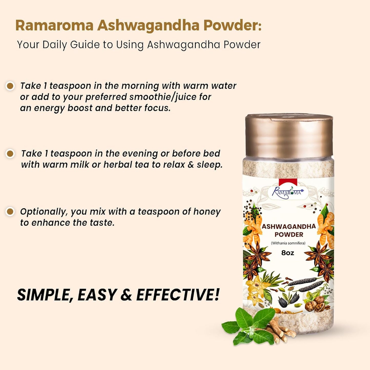Ramaroma Ashwagandha Root Powder 8 oz