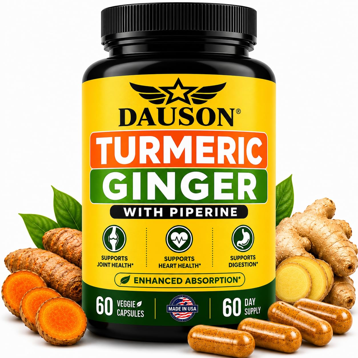DAUSON Turmeric Curcumin Supplement 60 Capsules