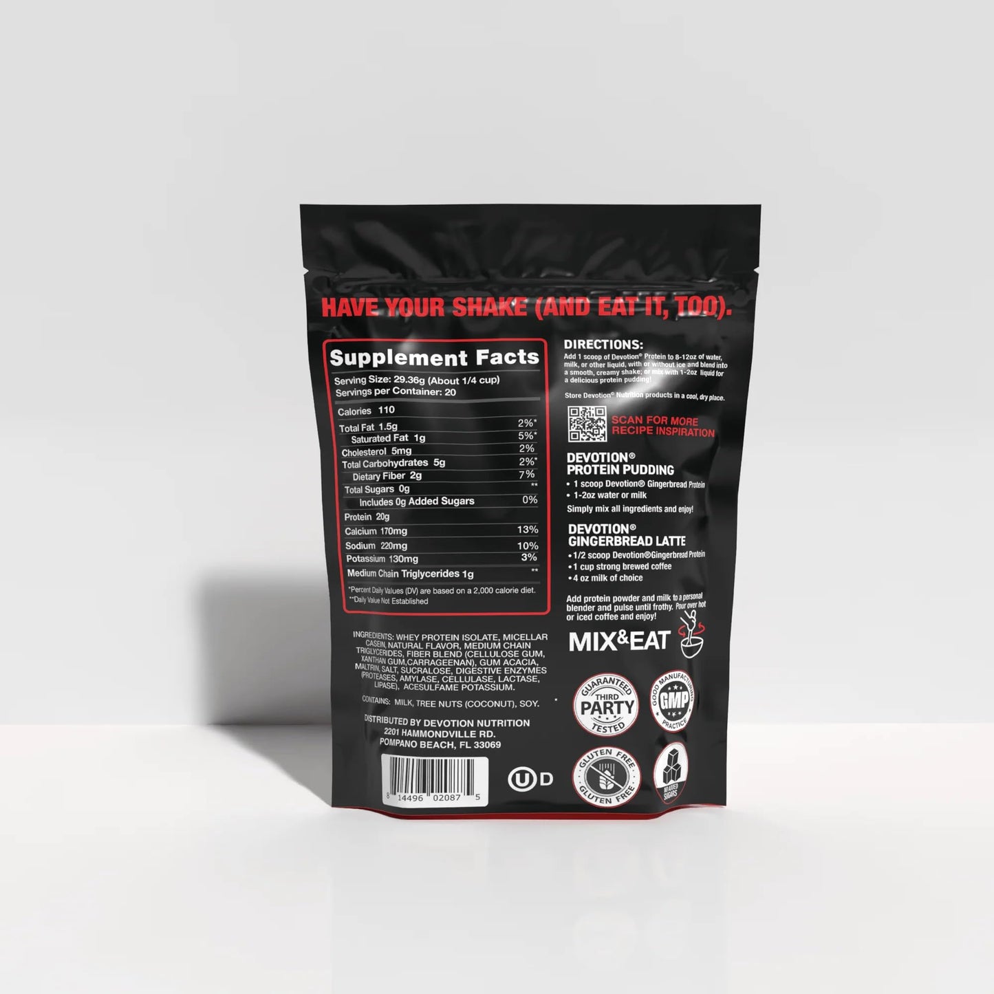 Devotion Nutrition Protein Powder Gingerbread – 20g Whey Isolate & Casein Protein Blend – No Added Sugar, Low Carb, Gluten-Free, Keto-Friendly, 1g MCT, Kosher, 20 Servings