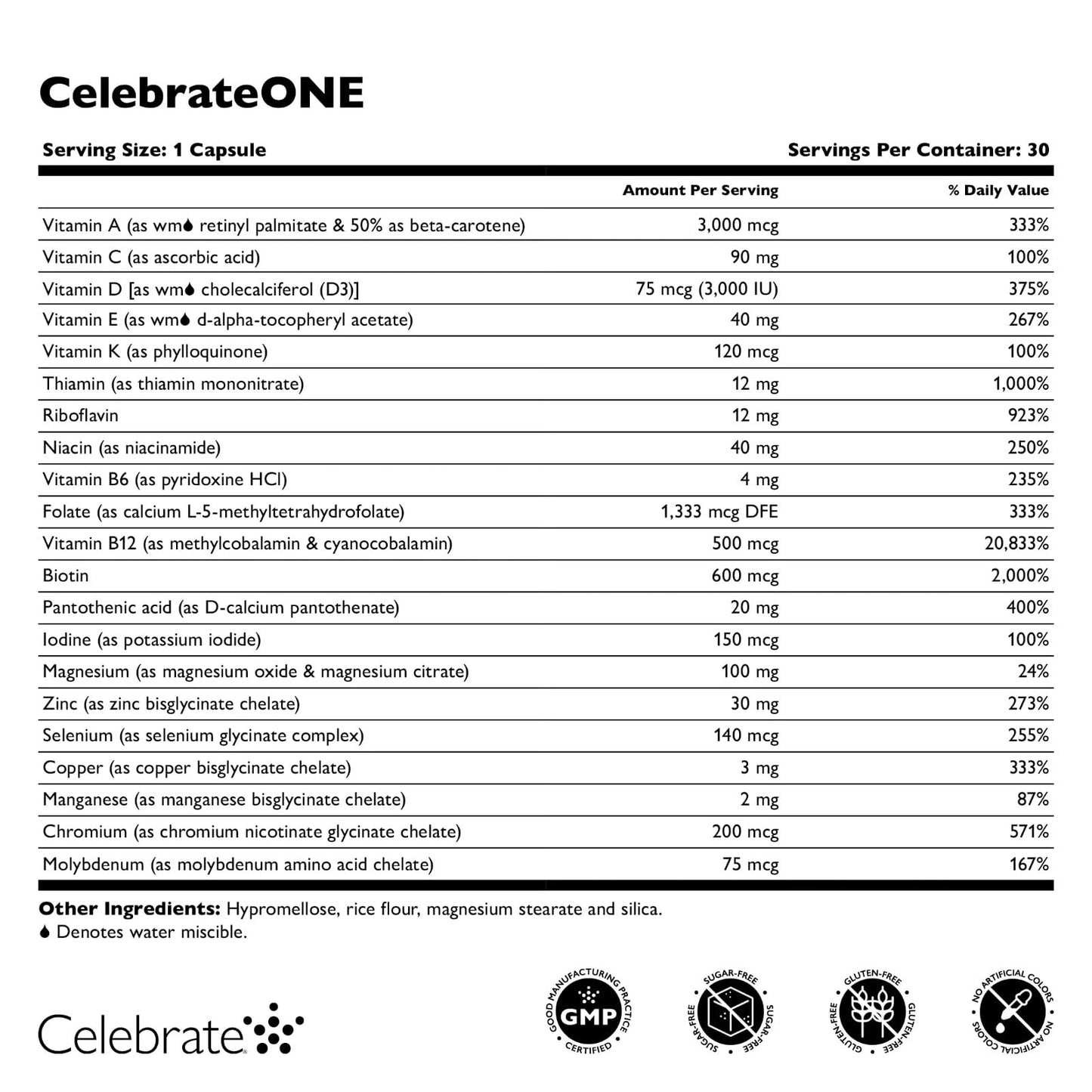 Celebrate Bariatric Supplements CelebrateONE Iron Free Multivitamin Capsules, 30 Count