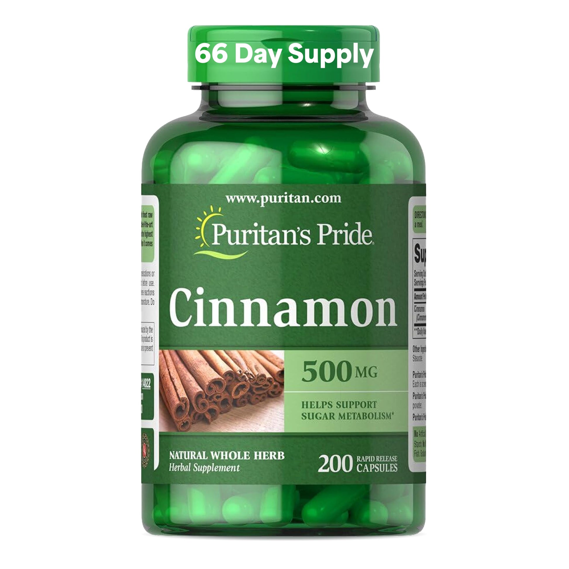 Puritan's Pride Cinnamon 500mg Capsules, 200 Count
