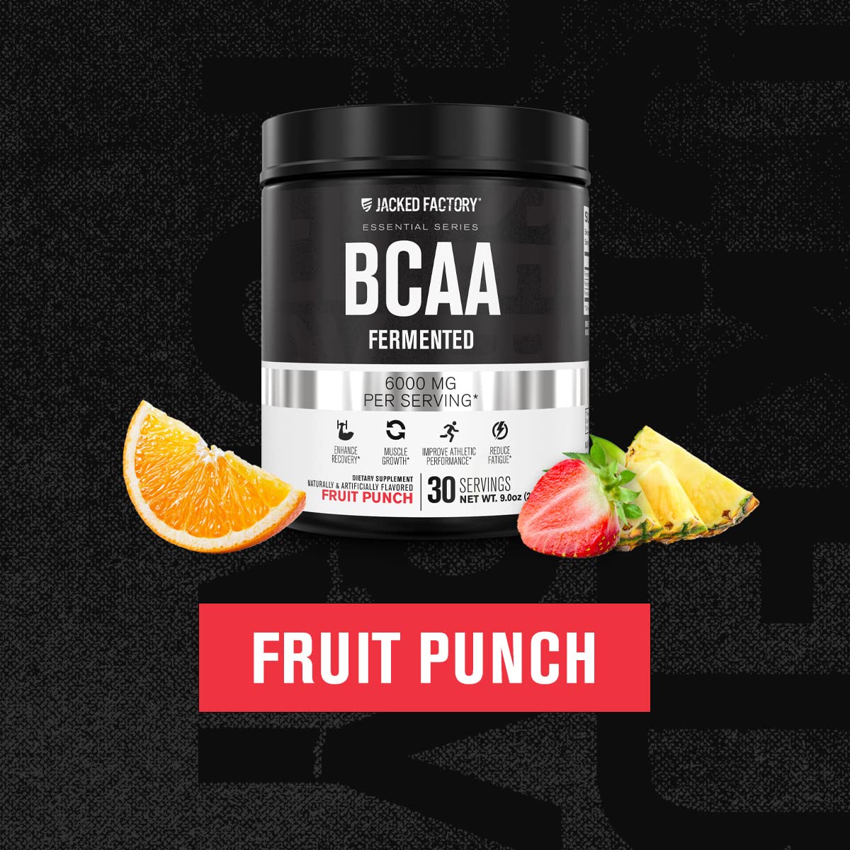 Jacked Factory BCAA Powder (Fermented), 6g BCAAs per Serving, 30 Servings