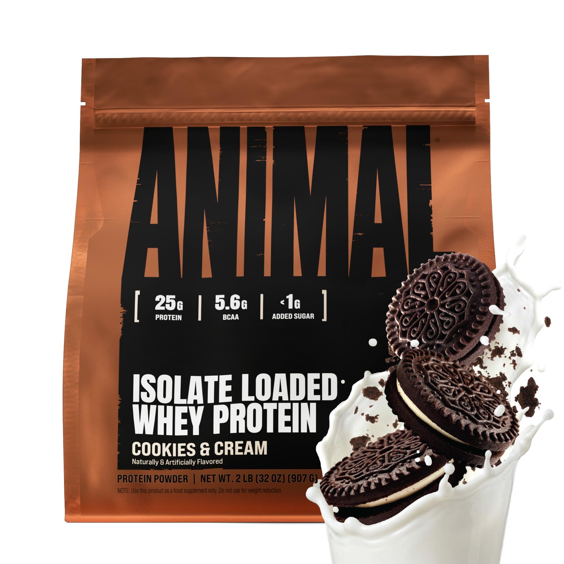 Animal Whey Isolate Protein Powder Cookies & Cream, 32 Servings, 2 lb
