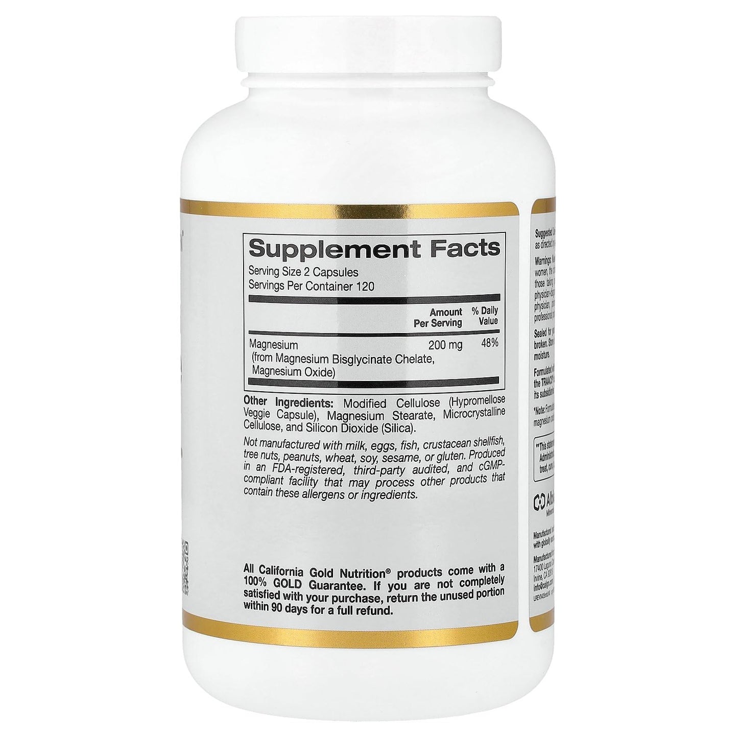 California Gold Nutrition Magnesium Bisglycinate High Absorption Albion Minerals Capsules, 240 Count