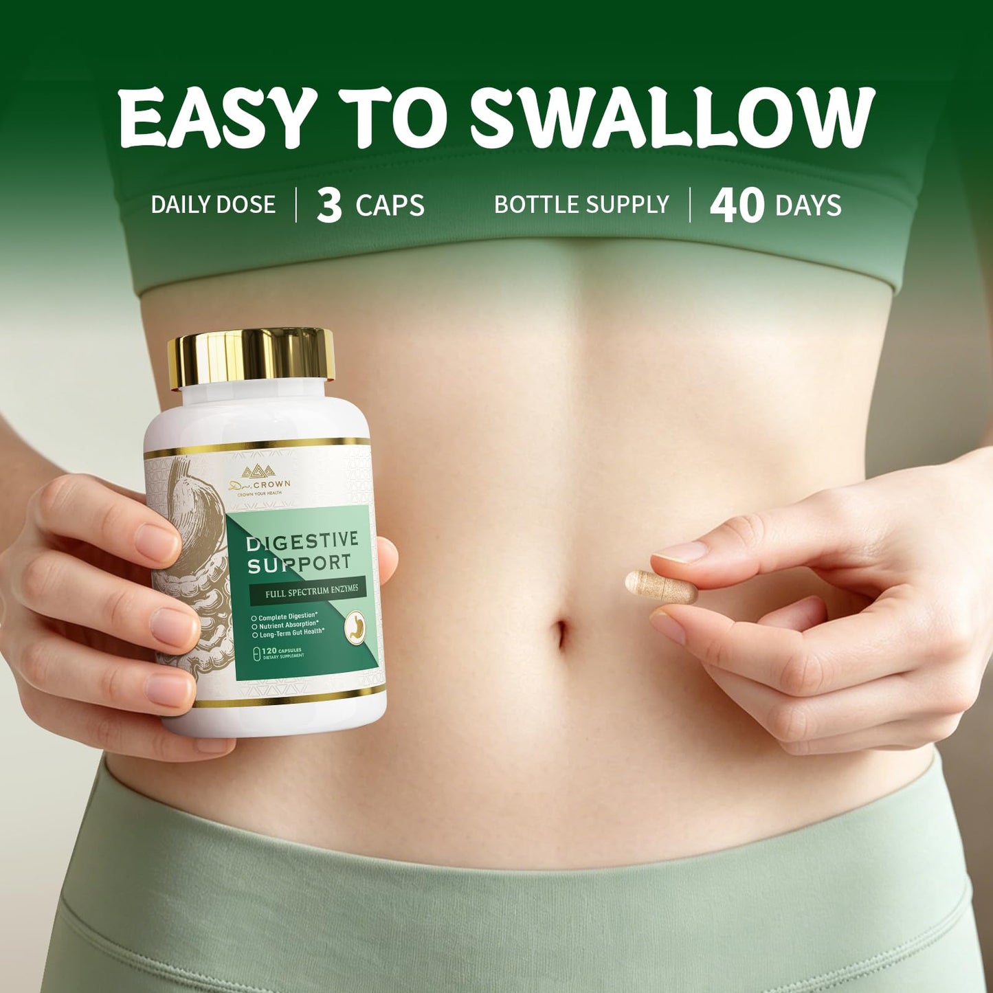 DR. CROWN Digestive Enzymes Supplement 120 Capsules