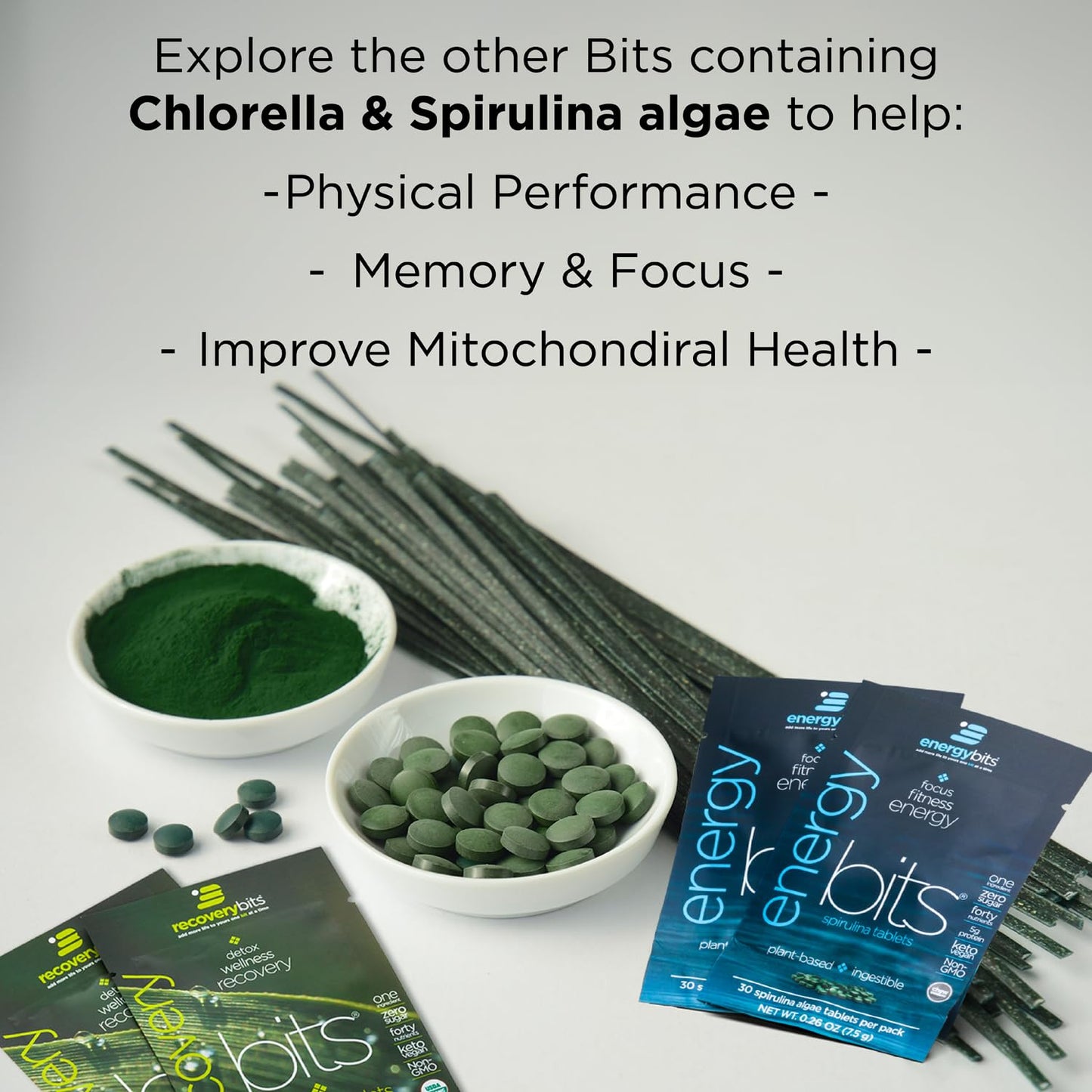 ENERGYBITS RECOVERYbits Organic Spirulina & Chlorella Tablets, Tablet, 120 Count