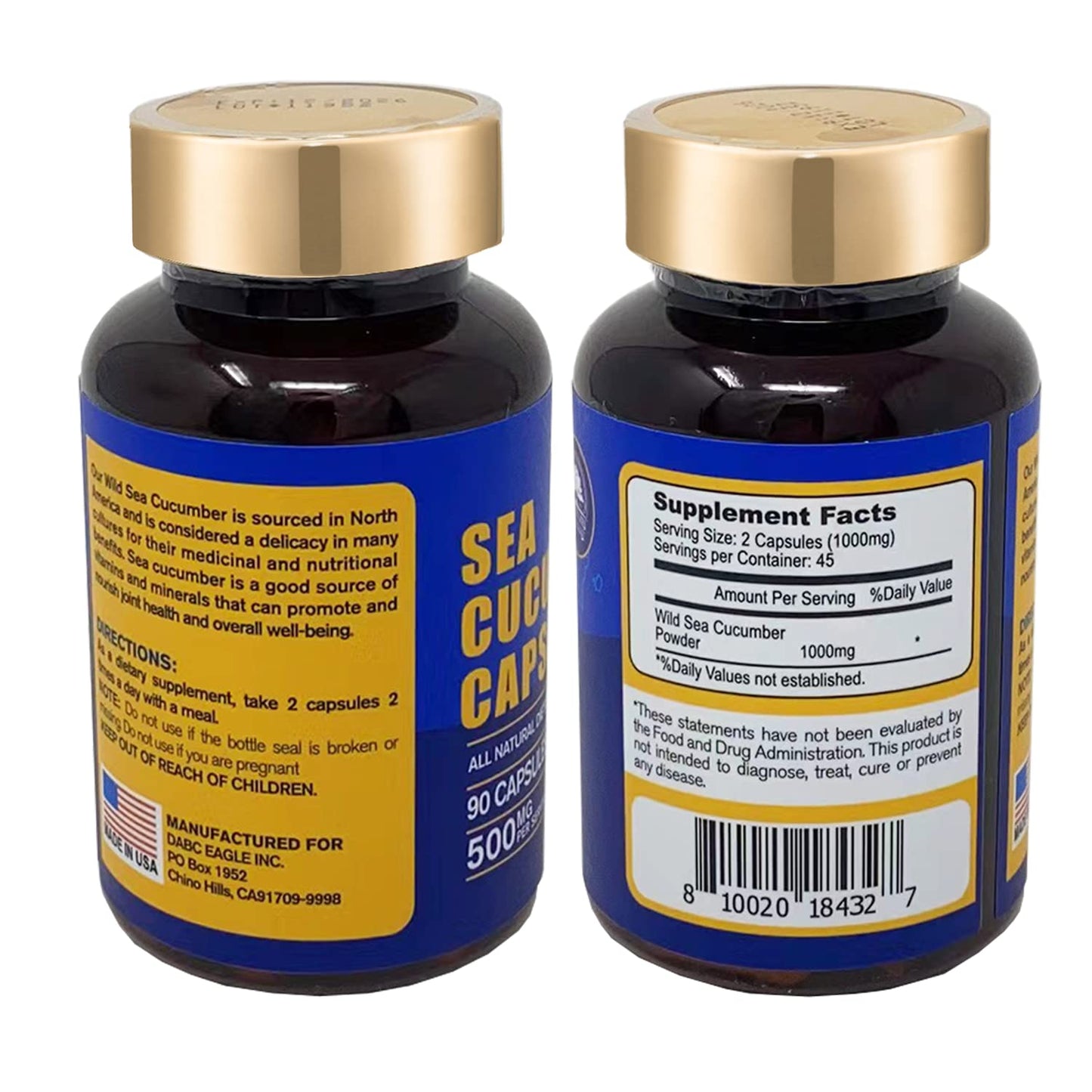 DABC OAK LAND Sea Cucumber Wild-Caught Capsule Supplement, 270 Capsules