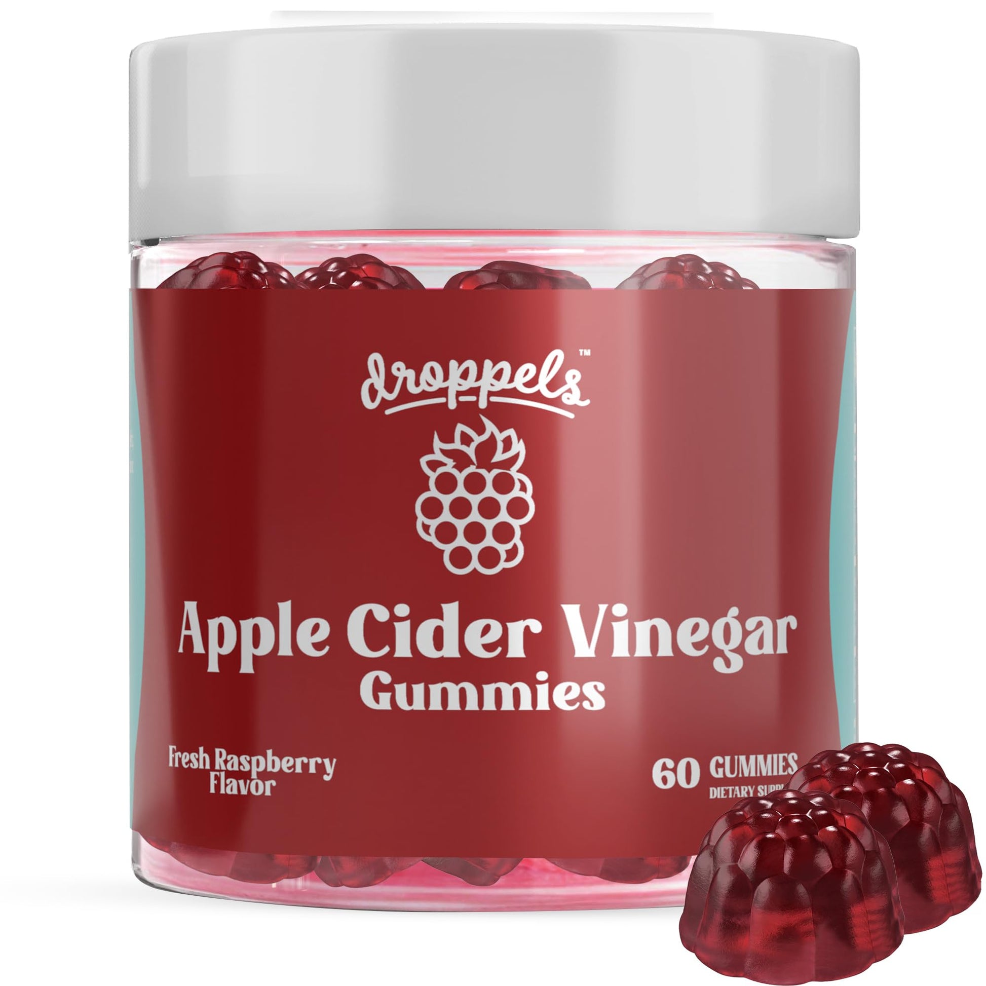 Droppels Apple Cider Vinegar Gummies 1000mg with Beet Root & Pomegranate, 60 Count