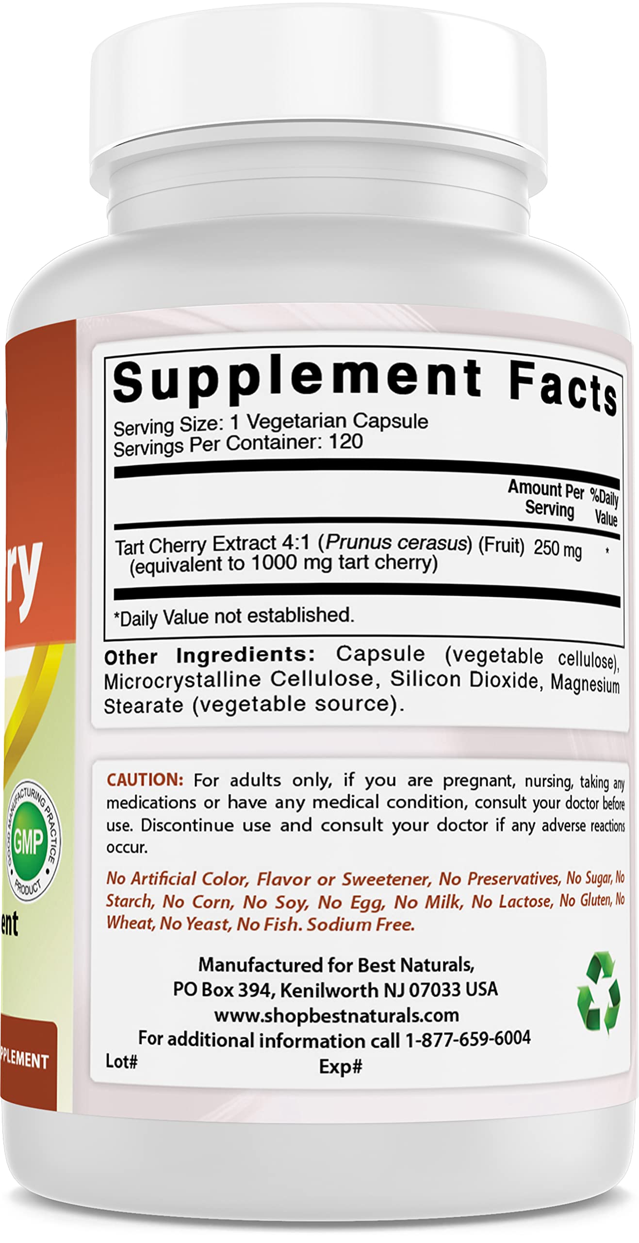 Best Naturals Tart Cherry Extract 1000 mg & Turmeric Curcumin 1500 mg/Serving with Bioperine Capsule, 1 Count