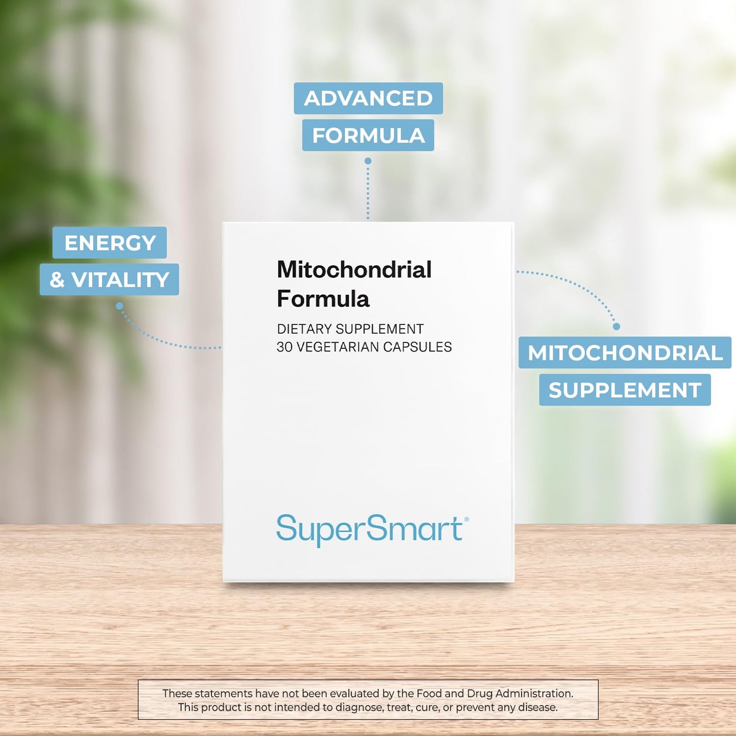 Supersmart Mitochondrial Formula (Advanced Formula) with PQQ, R-Lipoic Acid, Acetyl-L-Carnitine Capsules, 60 Count