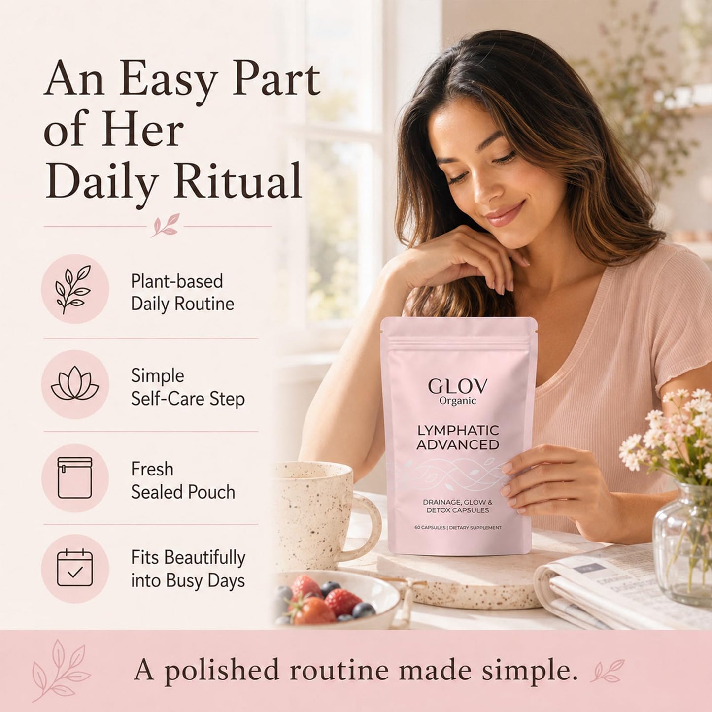 Glov Organic Glov Lymphatic Advanced Drainage Glow Detox 60 Capsules