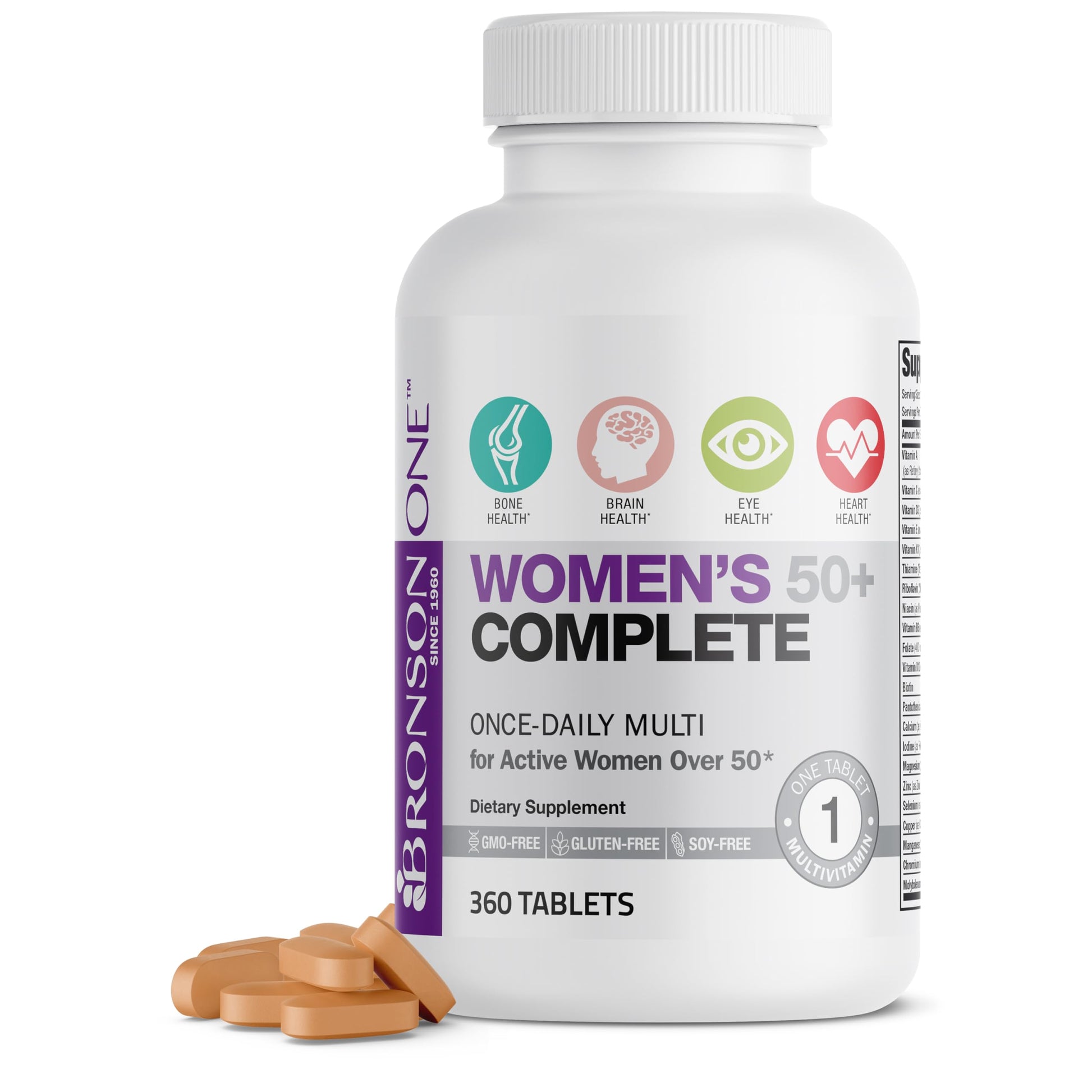 Bronson ONE Daily Women’s 50+ Complete Multivitamin Multimineral Tablet, 360 Tablets