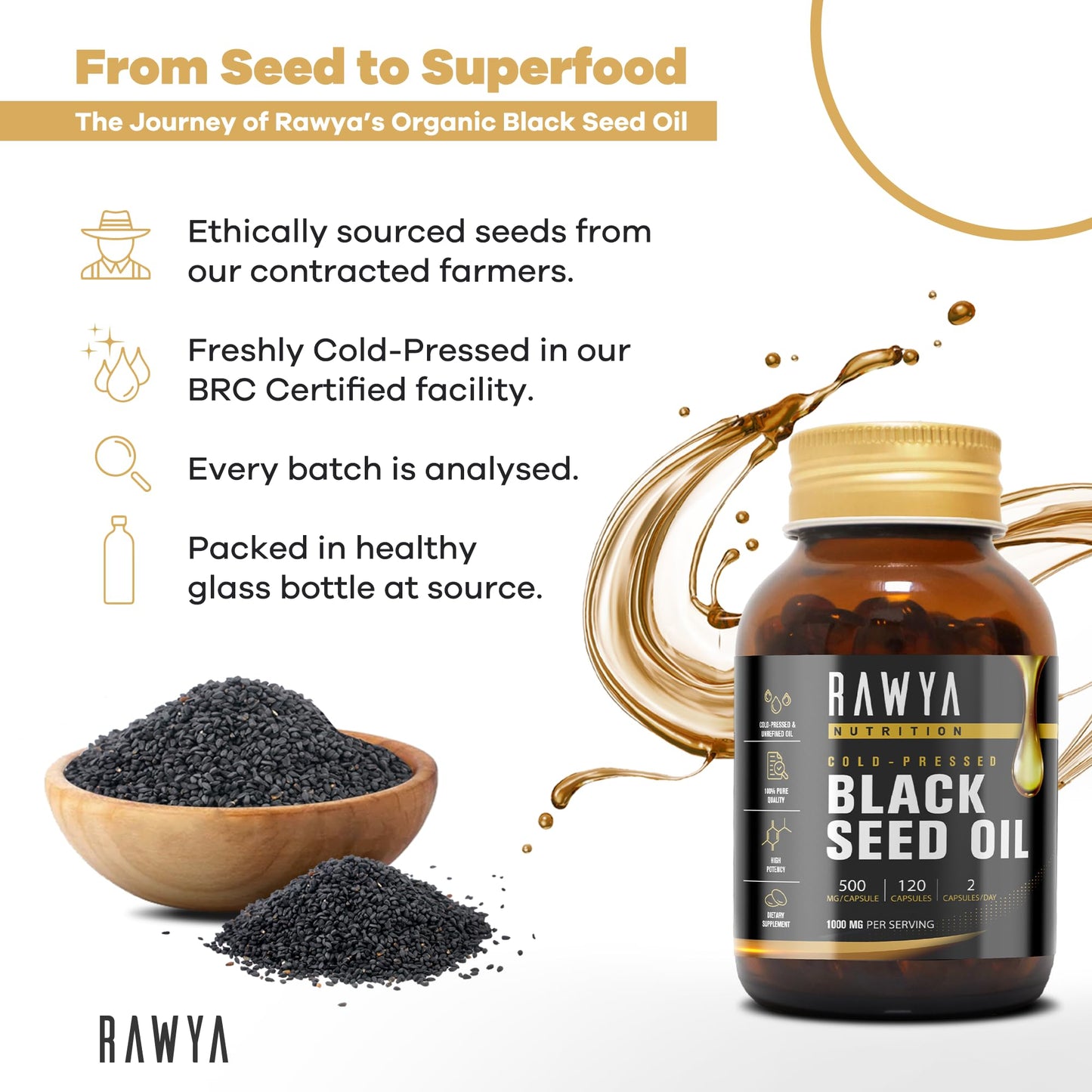 RAWYA Black Seed Oil Softgel Capsules, 240 Softgels
