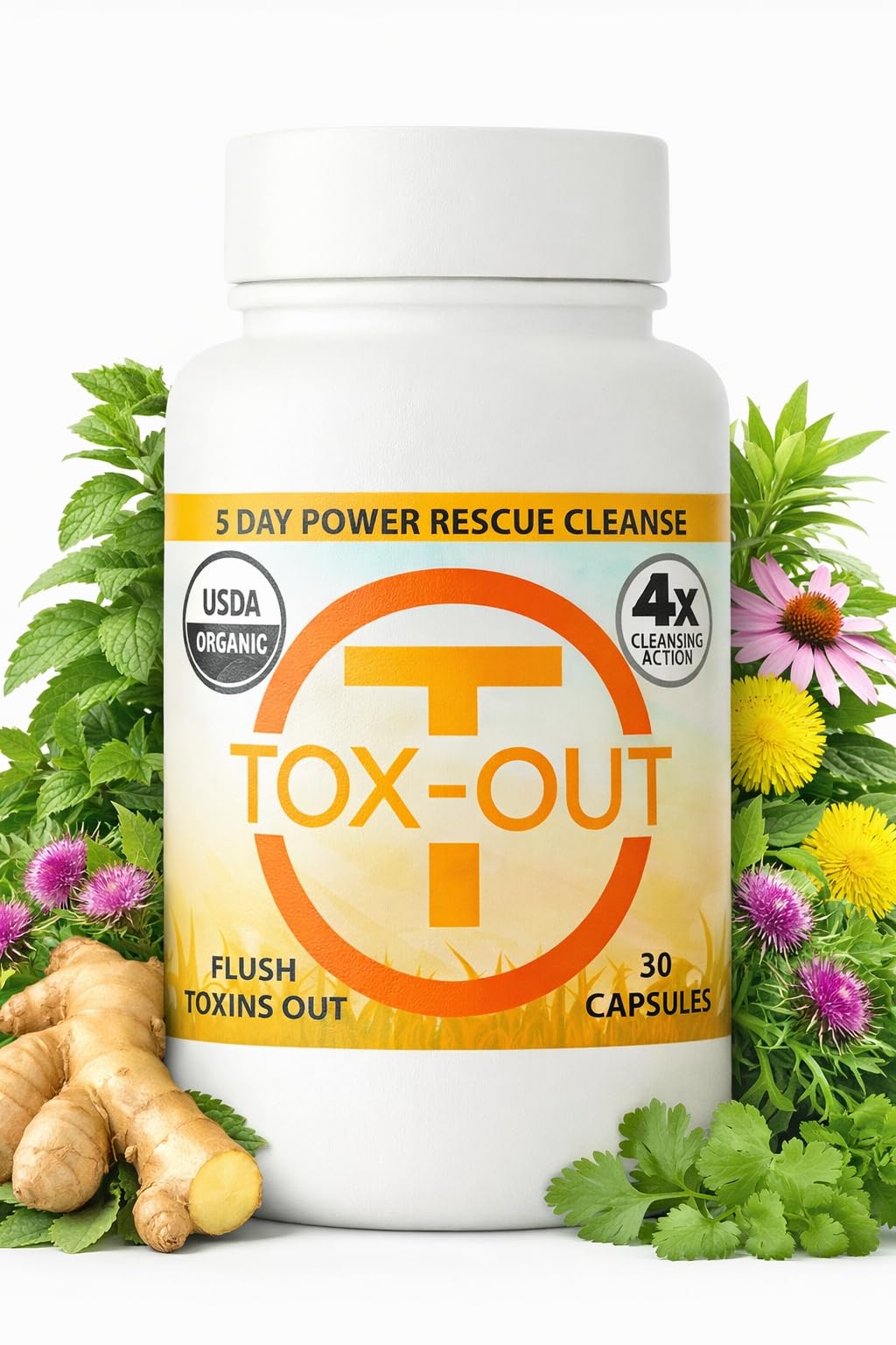 Tox Out 5 Day Herbal Detox Cleanse Kit – Full Body Flush Capsules, 30 Count