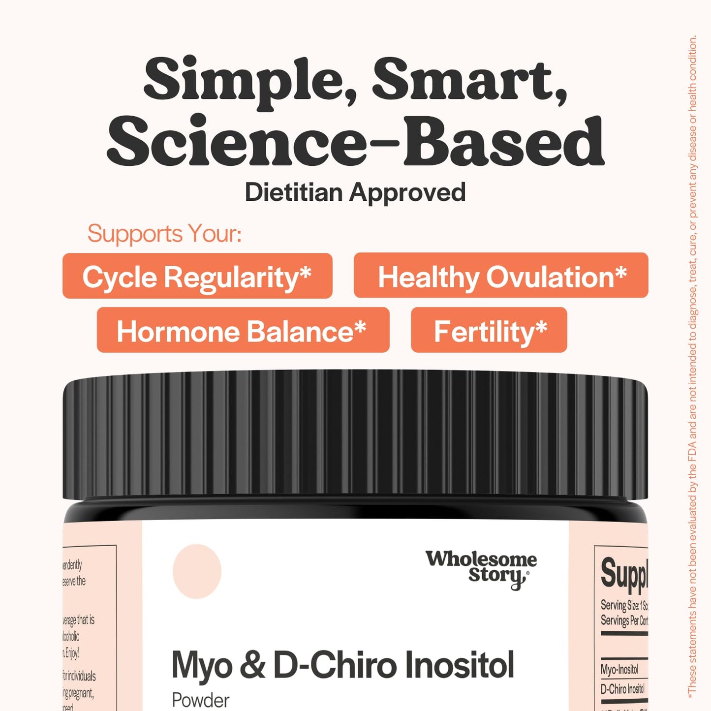 Wholesome Story Myo-Inositol & D-Chiro Inositol Vitamin B8 Supplement Powder, 90 Servings