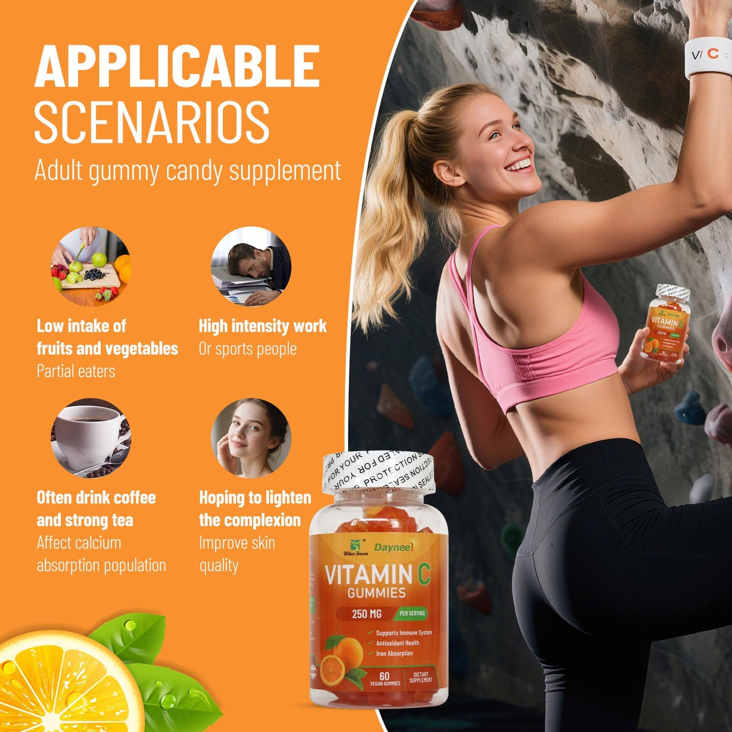 Wins Town Vitamin C Gummies 250mg, 60 Count