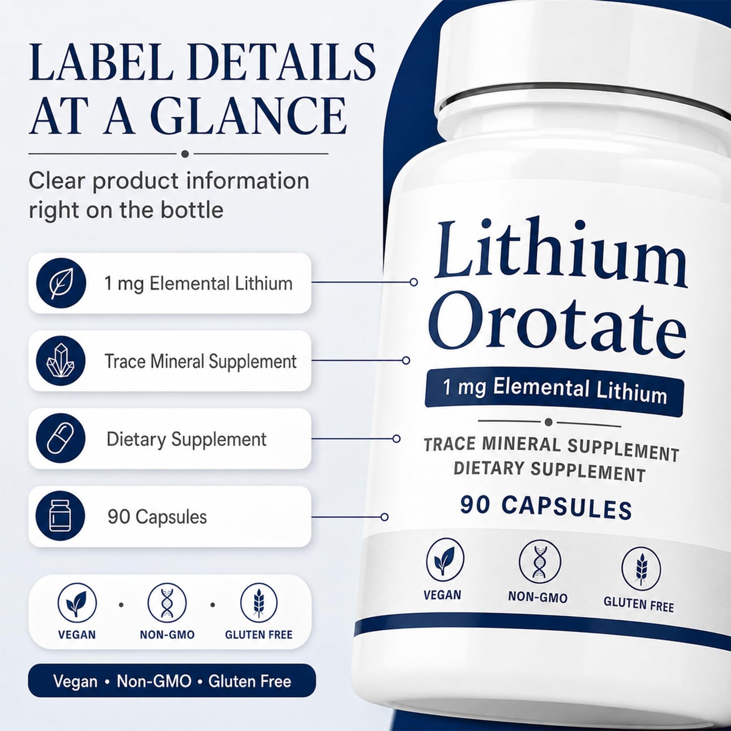 Hydroliv Lithium Orotate 1mg Capsule, 90 Count