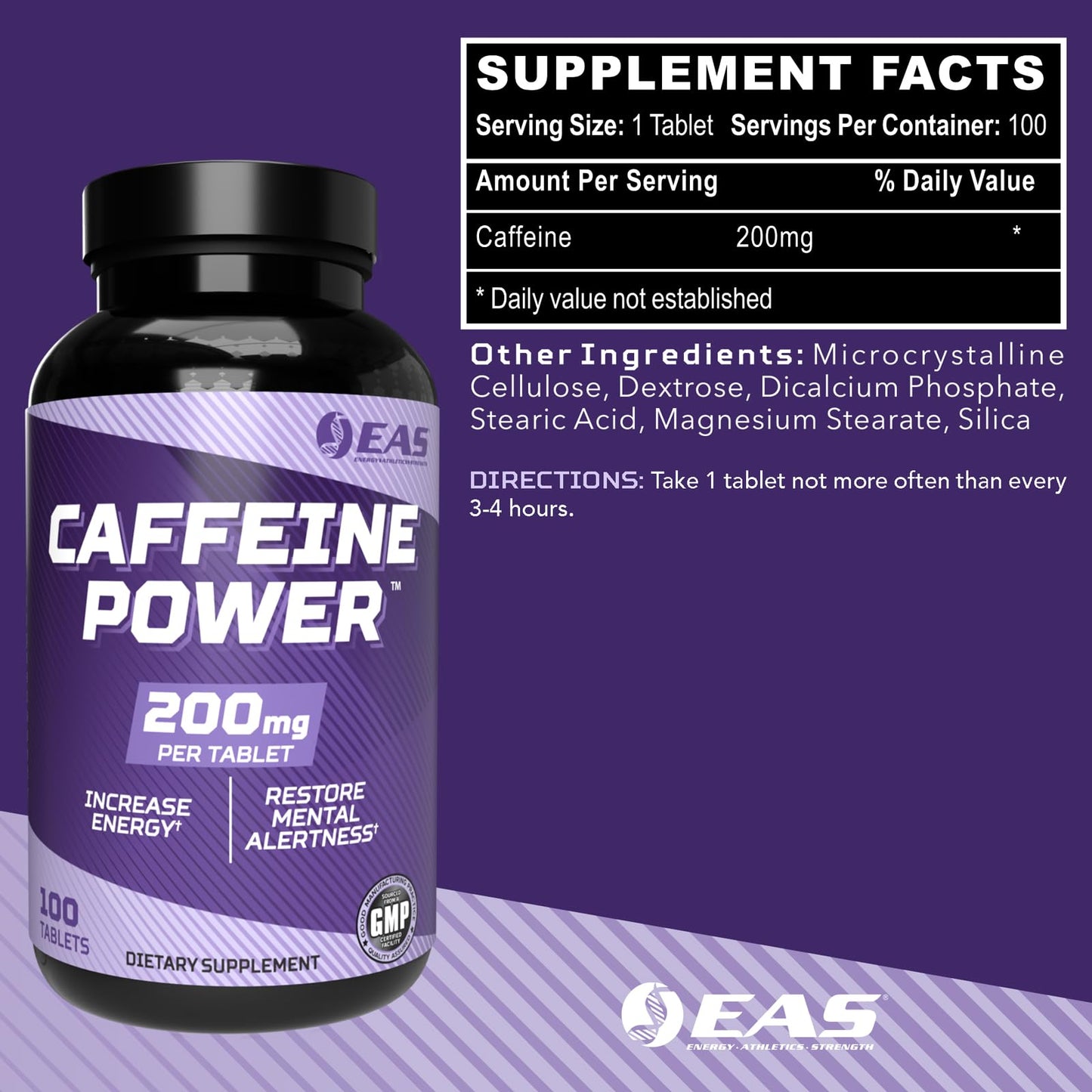 EAS Caffeine Power 200mg Tablet, 100 Tablets