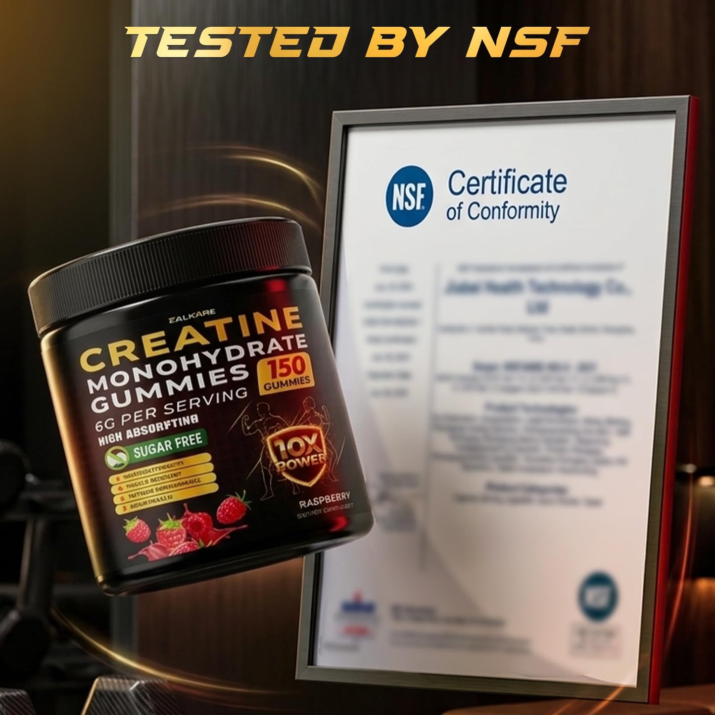 ZelKore Creatine Monohydrate Gummies 6G with Beta-Alanine, BCAA 2:1:1, L-Taurine, Vitamin B6 & B12, Pre-Workout Gummy, 150 Gummies