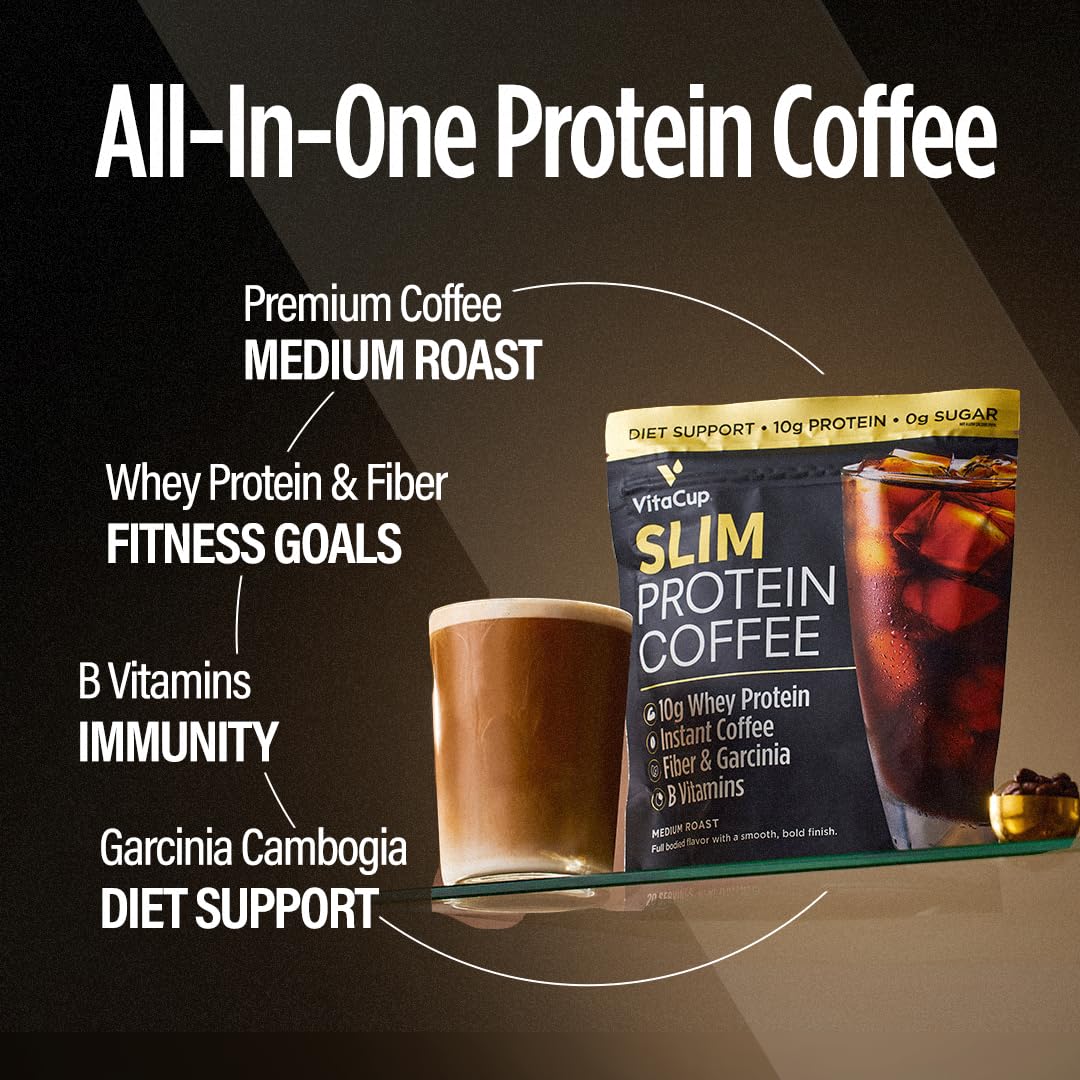 VitaCup Slim Protein Coffee Shake Powder, 33 Servings