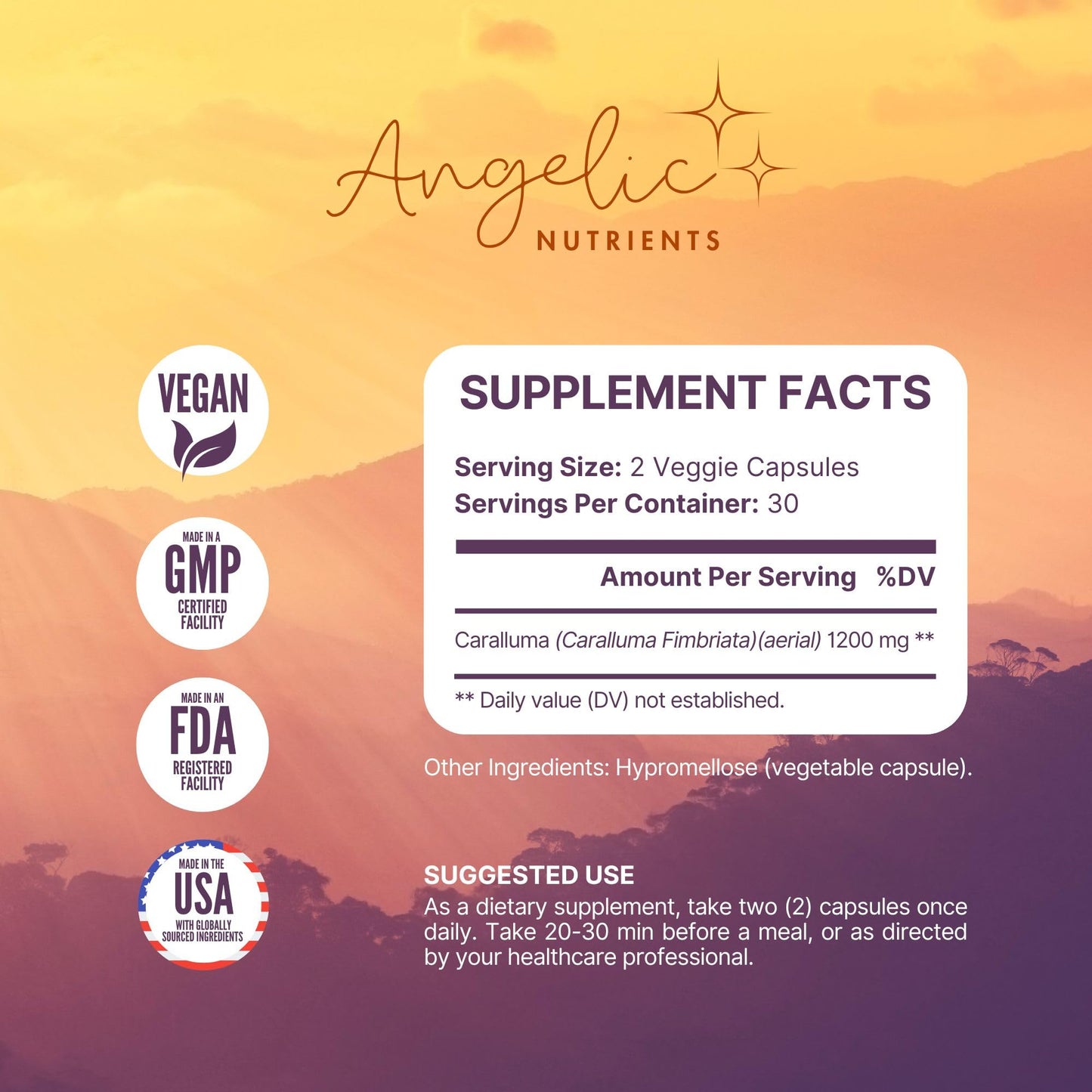 Angelic Nutrients Caralluma Fimbriata 60 Capsules