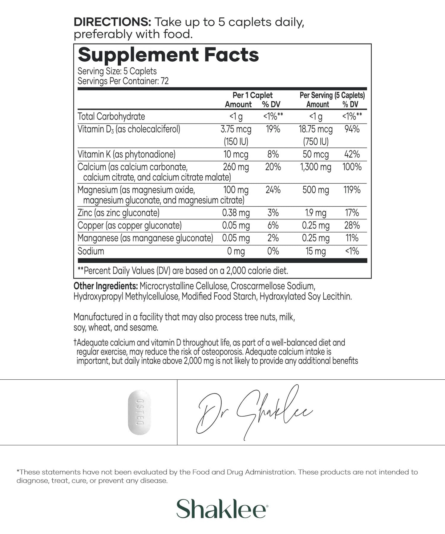 Shaklee OsteoMatrix Caplets, 360 Caplets