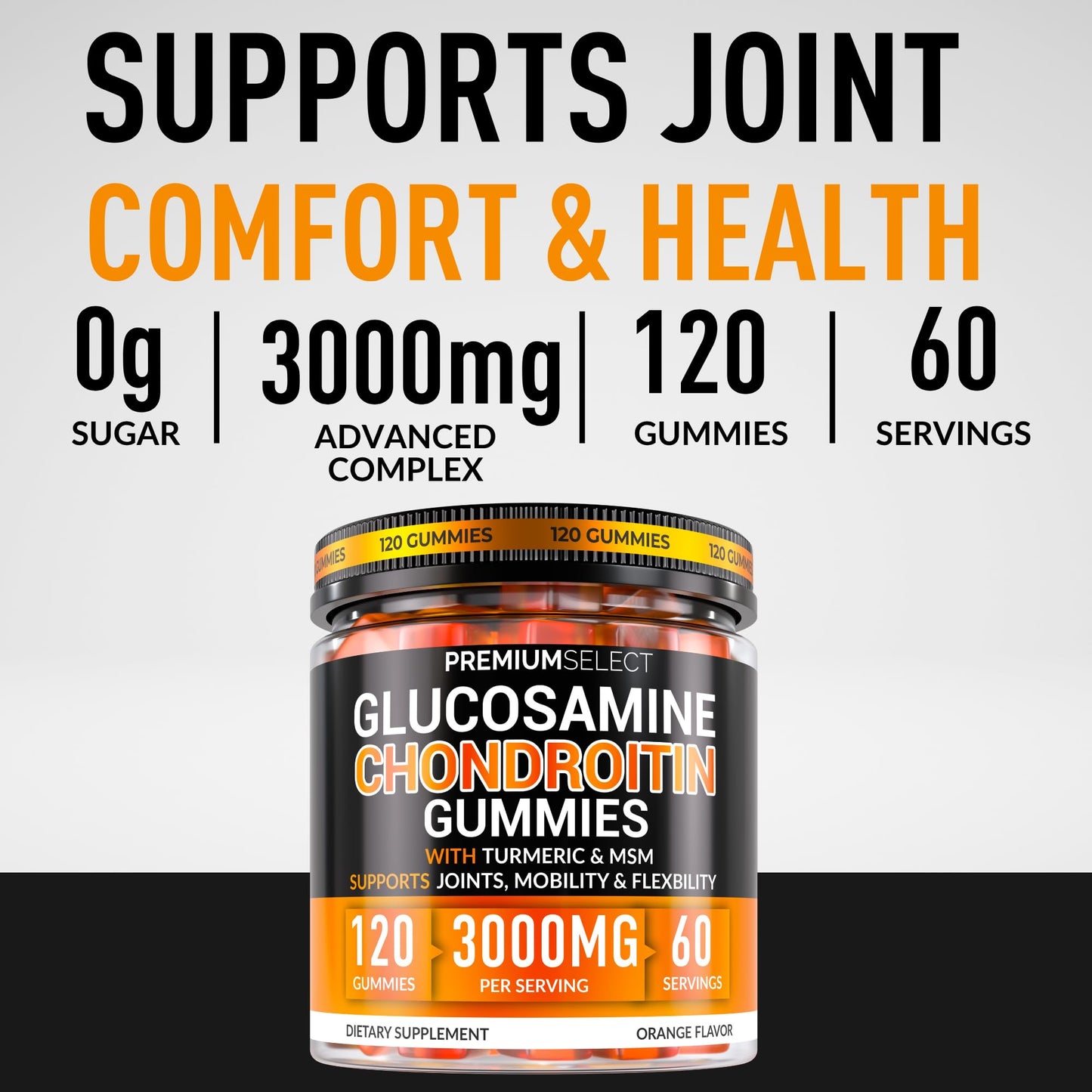 Premium Select Nutrition Glucosamine Chondroitin Gummies, 120 Gummies