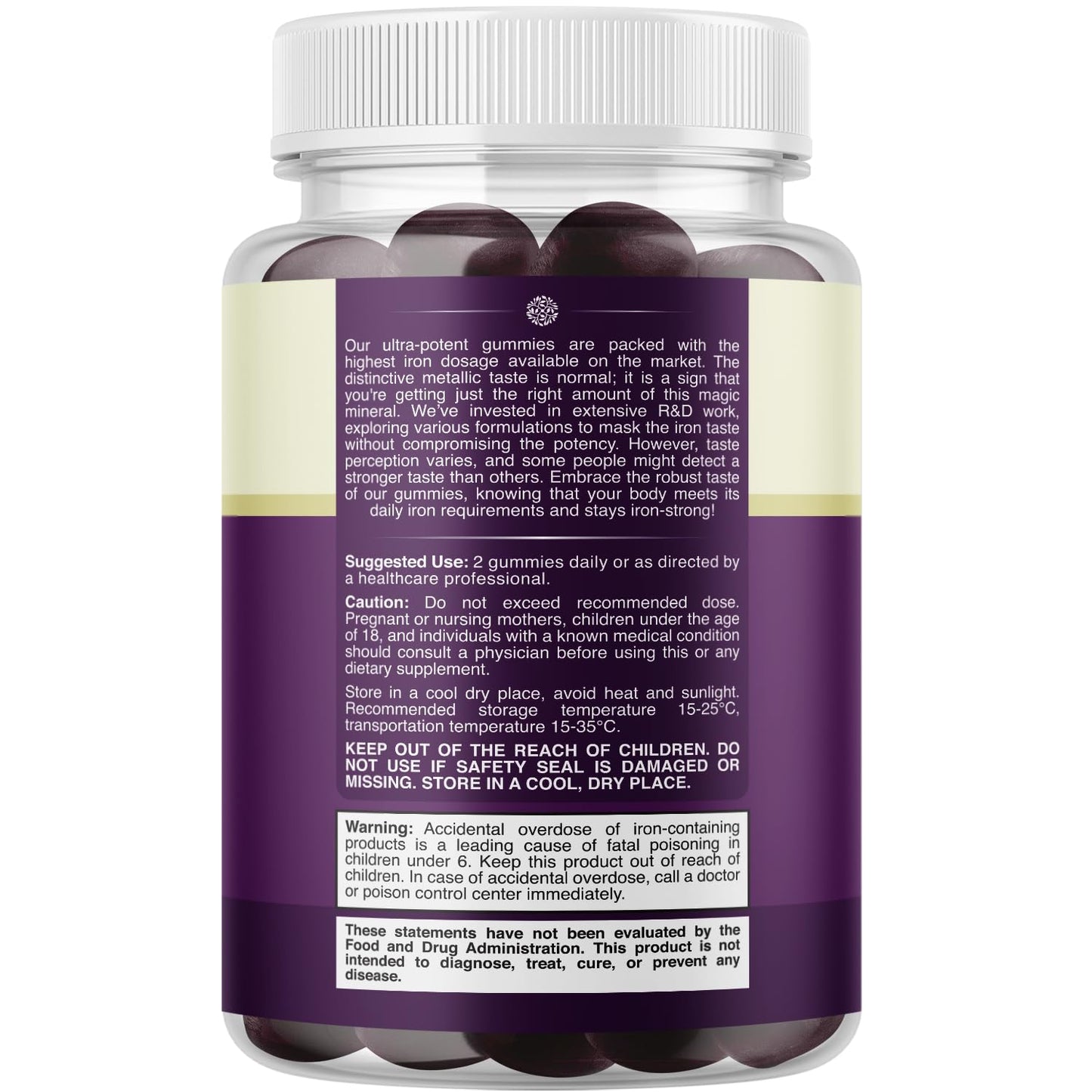 Natures Craft Extra Strength Iron Supplement Gummies, 30 Count