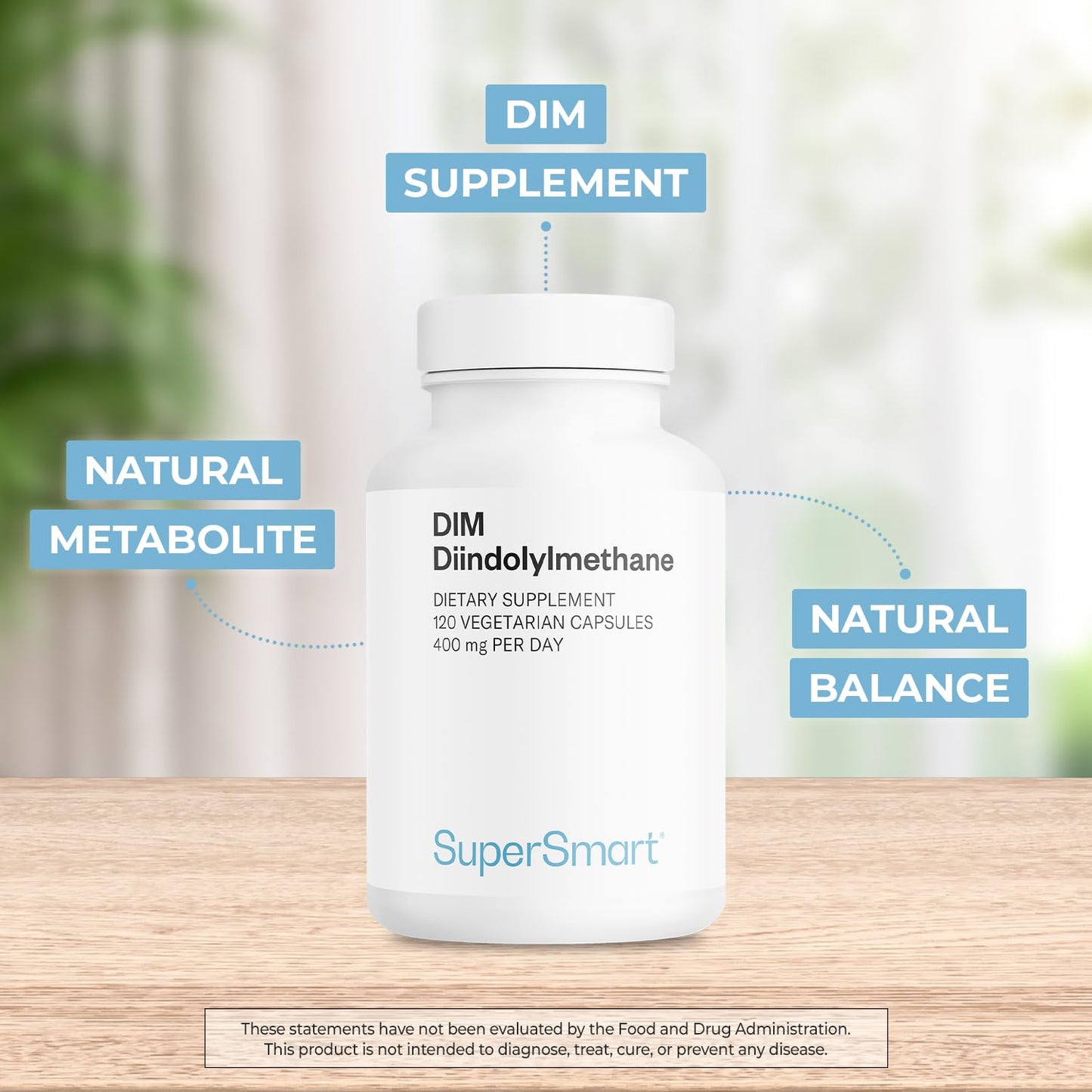 Supersmart DIM Supplement 400mg per Day (Diindolylmethane) 120 Capsules