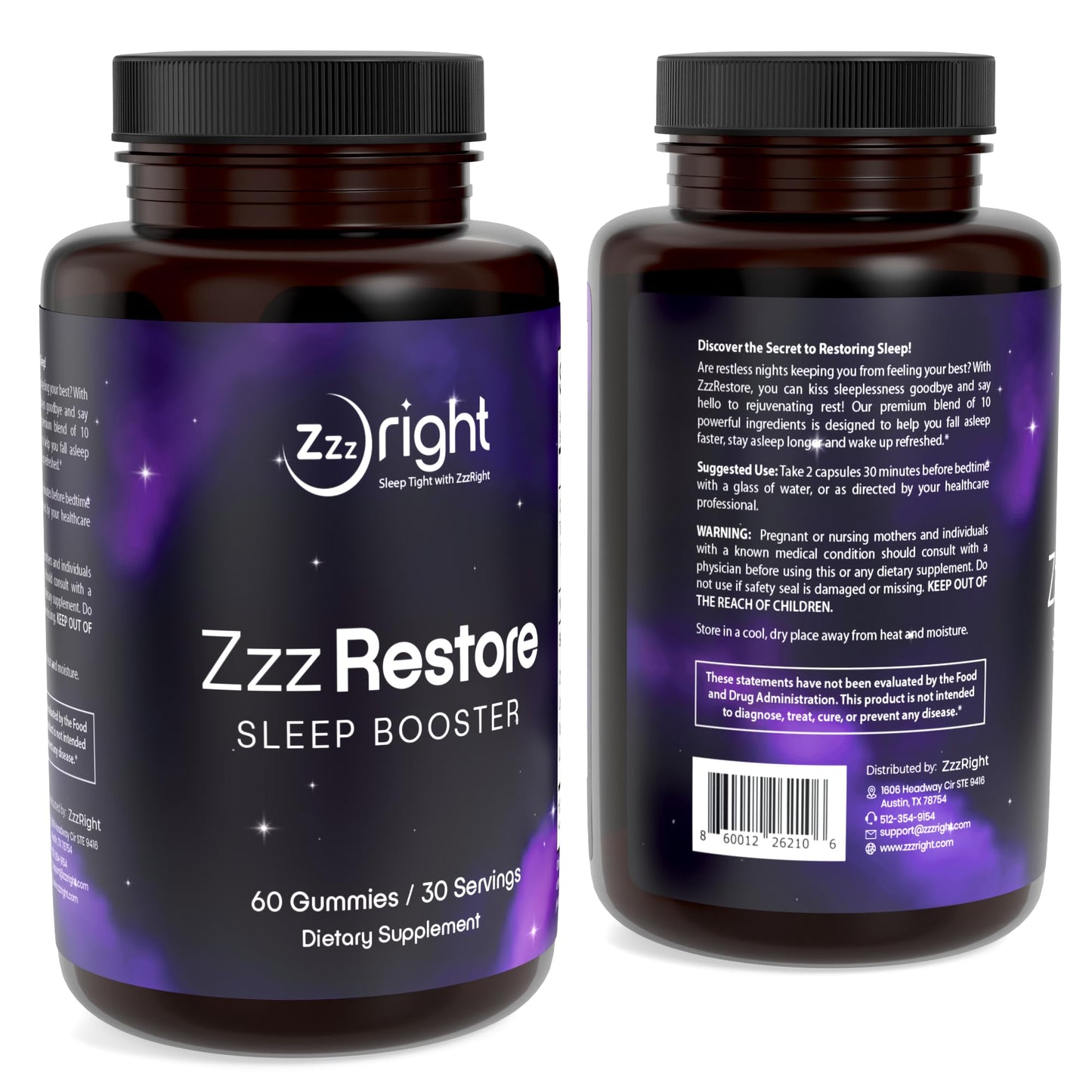ZzzRight ZzzRestore Sleep Booster Gummy 60 Count