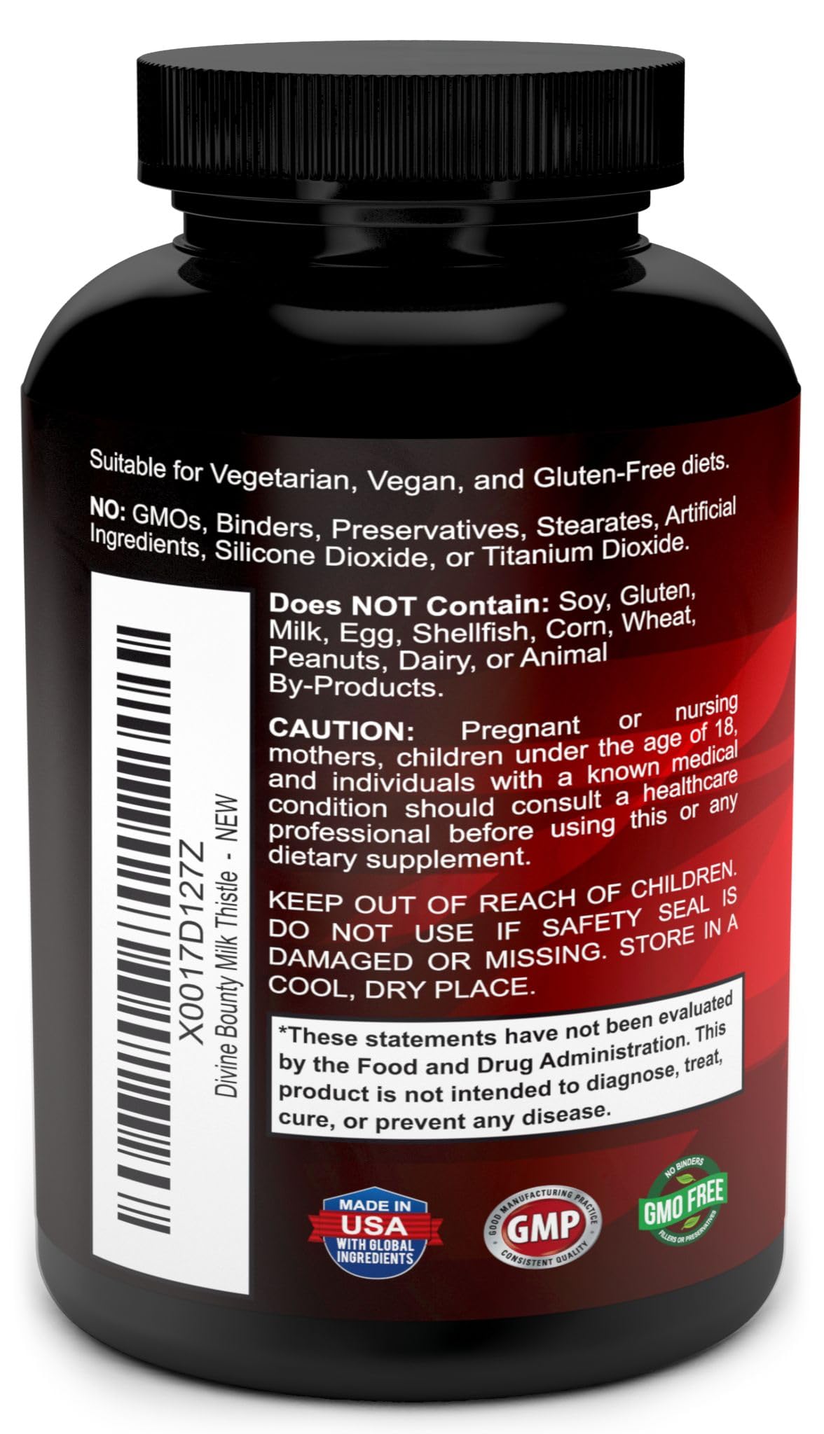 Divine Bounty Milk Thistle Supplement 300mg Seed Extract Capsules 120 Count