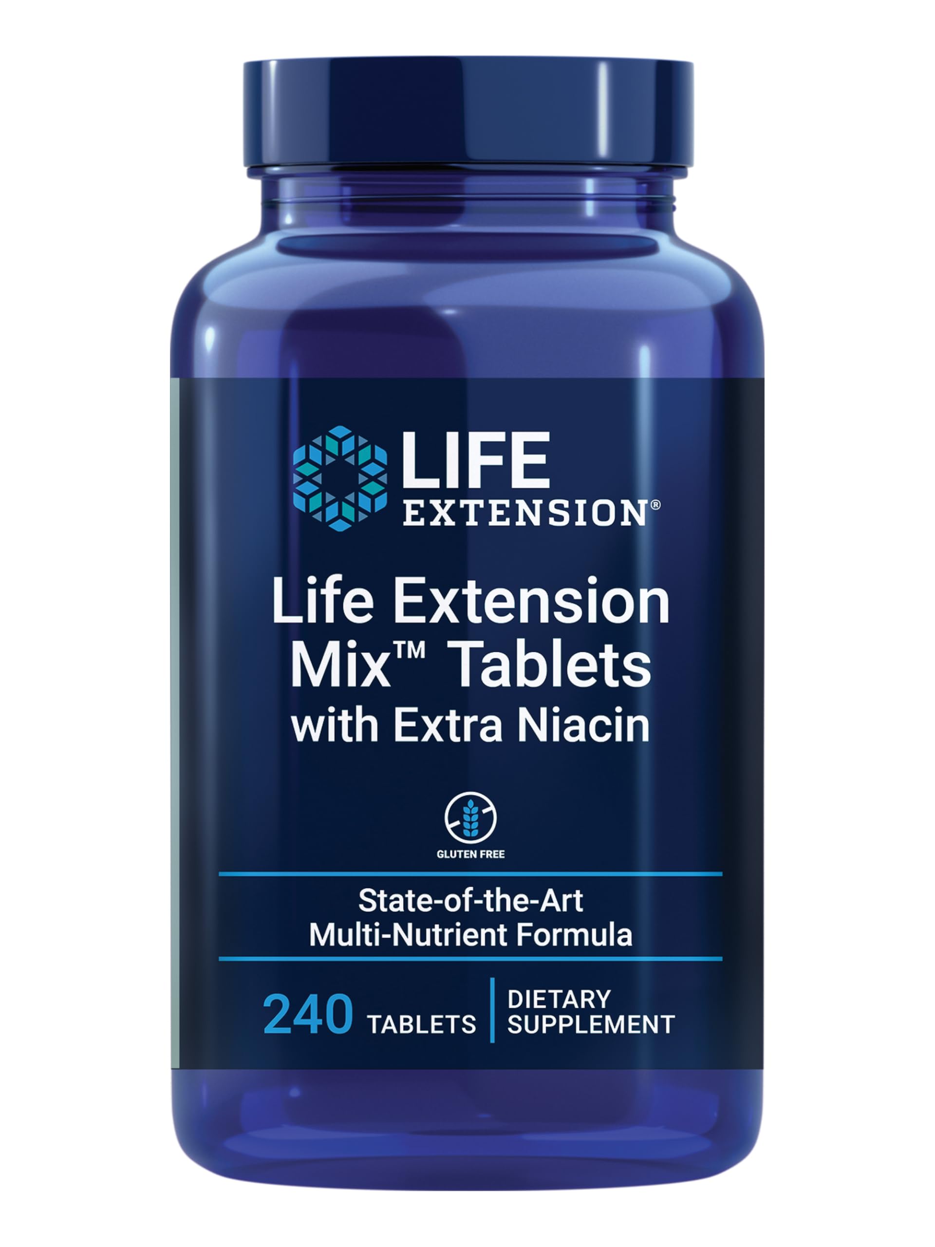 Life Extension Mix Tablets with Extra Niacin, High Potency Vitamin & Mineral Formula, Gluten-Free, 240 Tablets