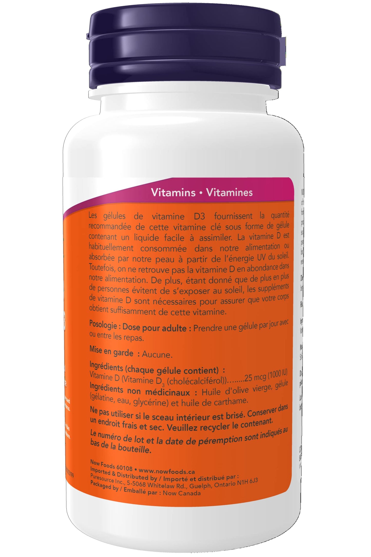 NOW Foods Vitamin D3 1000 IU Capsule, 180 Count