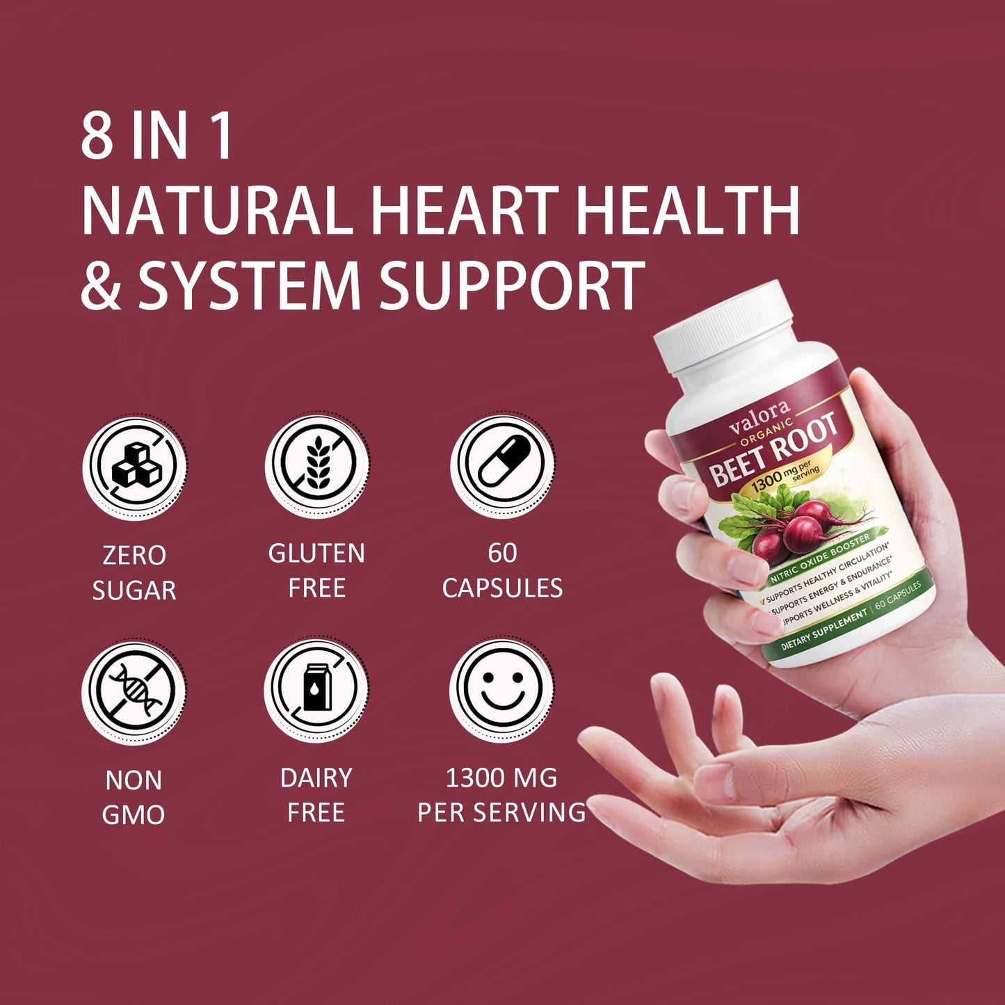 Valora Beravia Beet Root Capsules, 60 Capsules