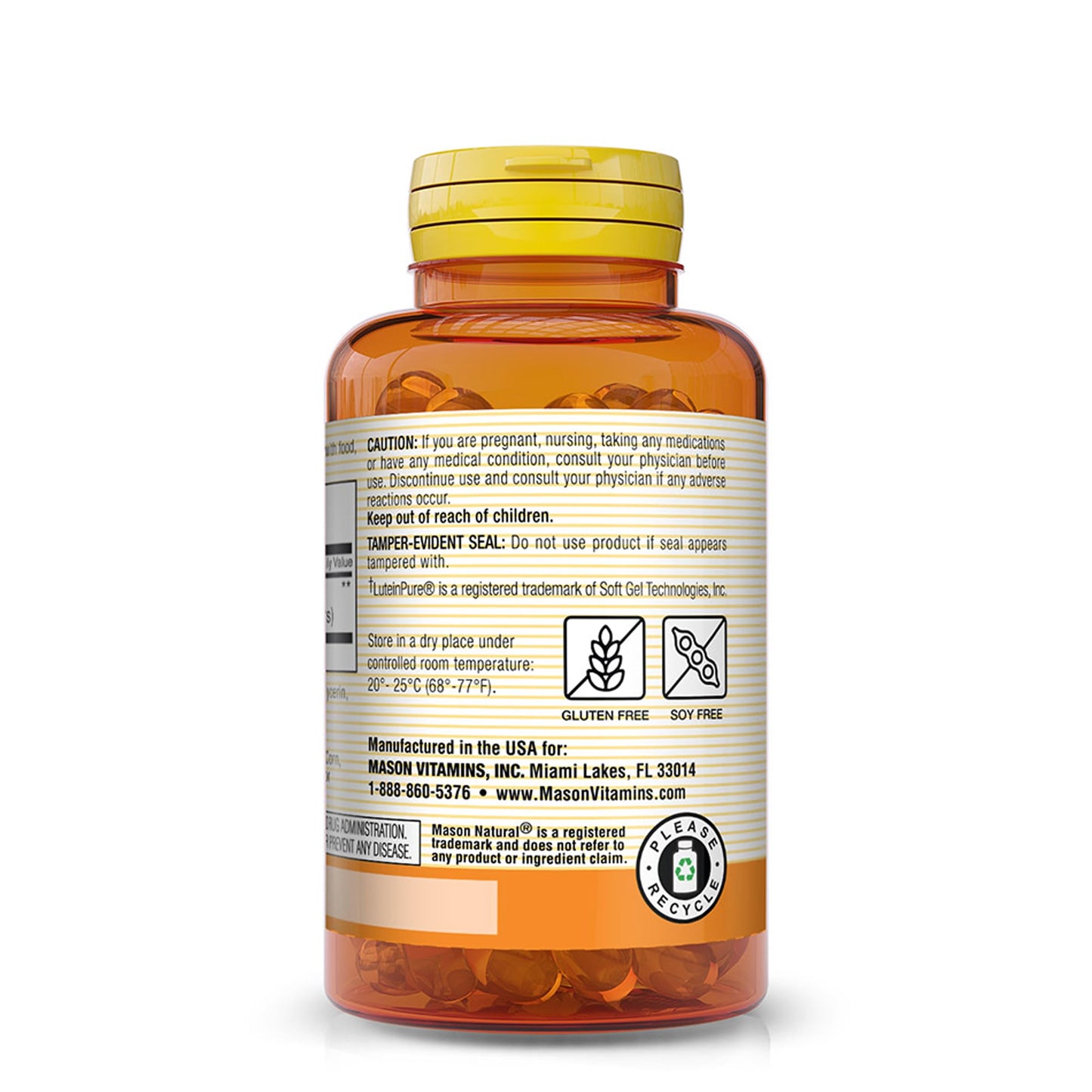 MASON NATURAL Lutein 20 mg with Vitamin E - Healthy Vision and Eye Function, Supports Eye Health 30 Softgels