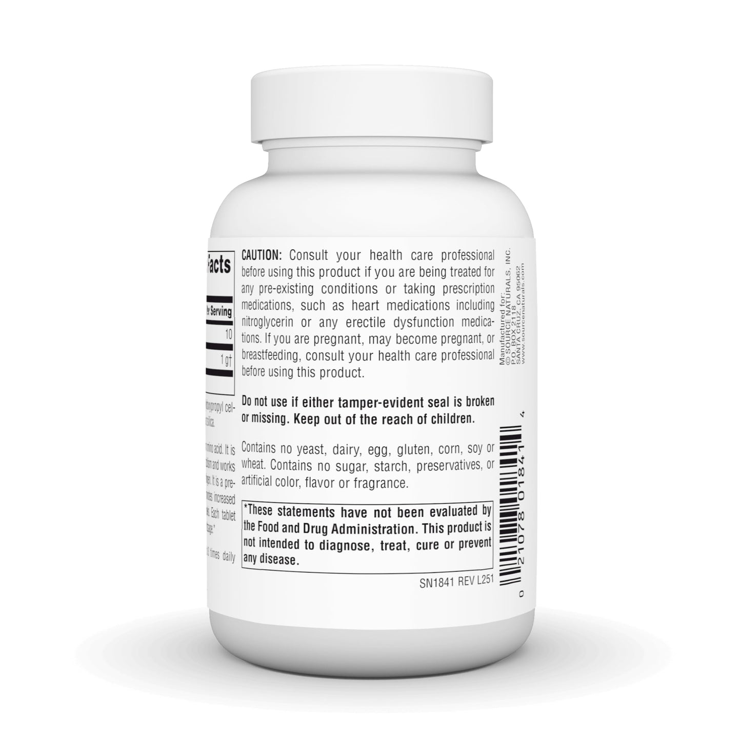 Source Naturals L-Arginine Free Form Tablets, 50 Tablets