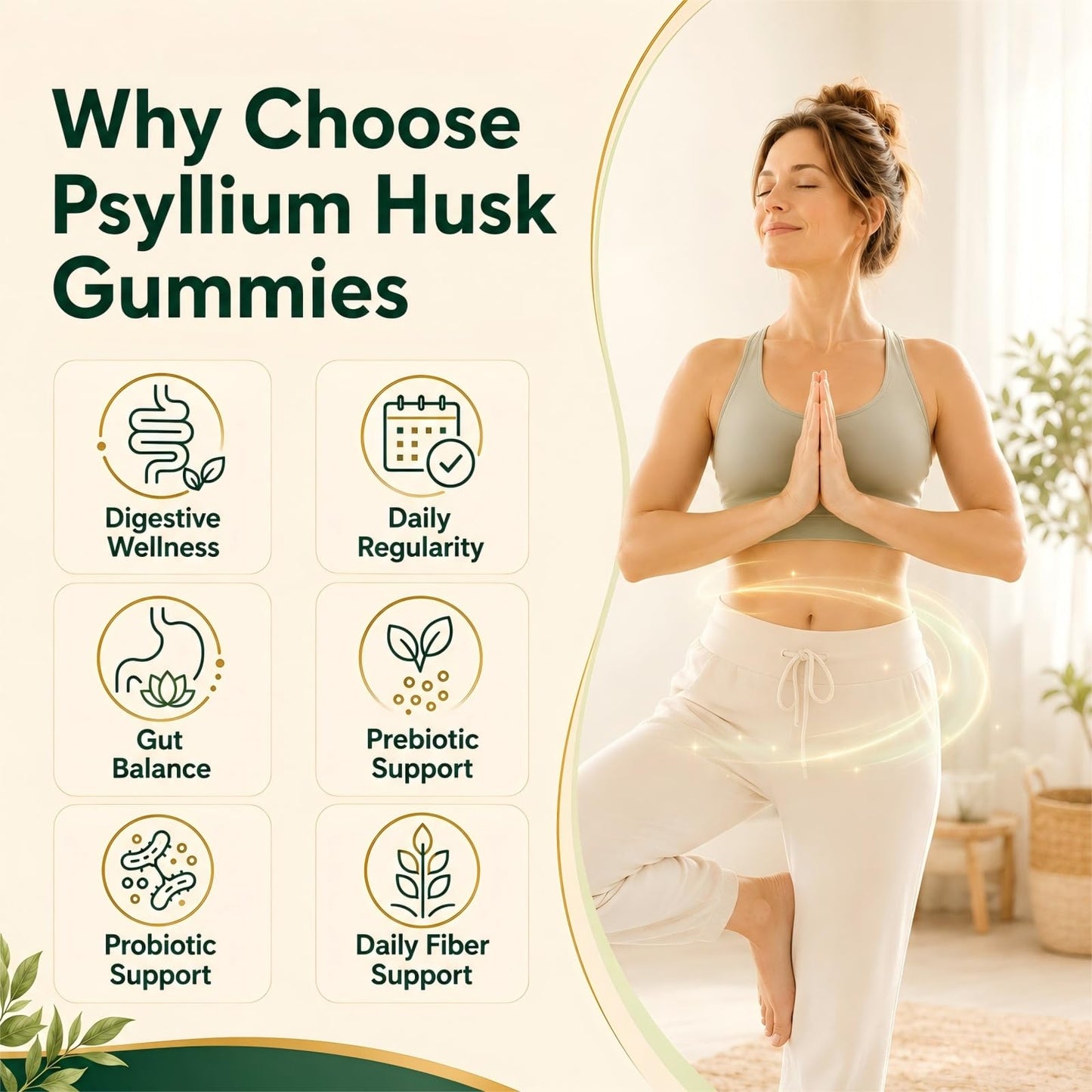 RUNUAN Psyllium Husk Gummies 2000mg with Probiotics, Inulin, Sugar Free, 60 Count