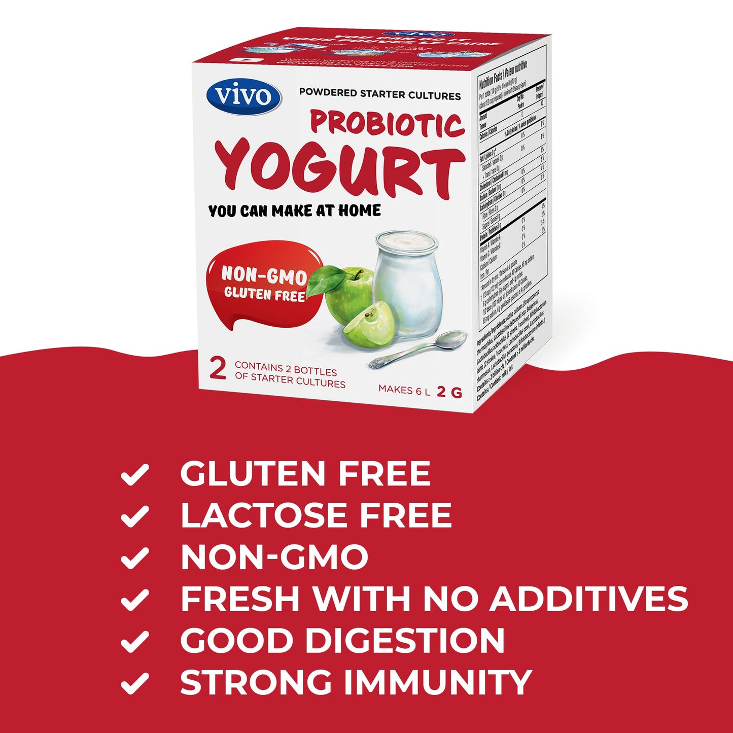 VIVO Probiotic Yogurt Starter Powder Pack of 5