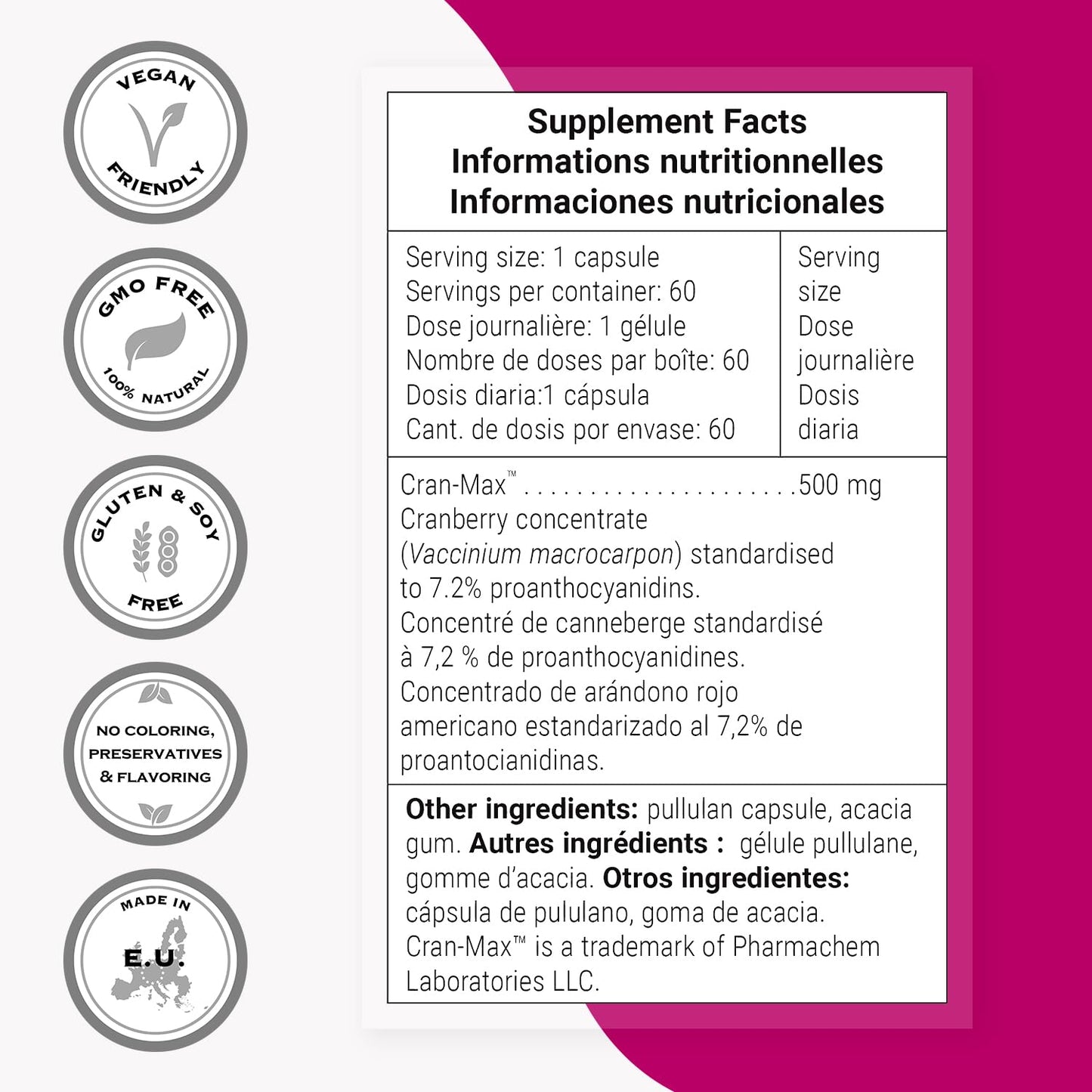 Supersmart Cran-Max 500mg Cranberry Proanthocyanidins Capsule 60