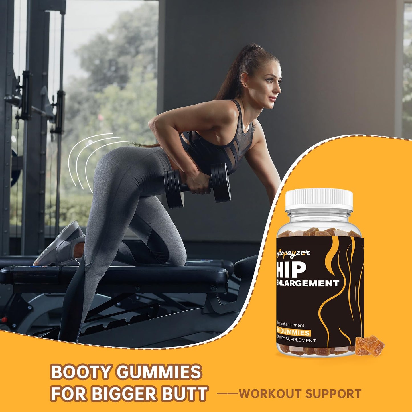 mopayzer Booty Gummies for Big Butt and Hips, 2 Count